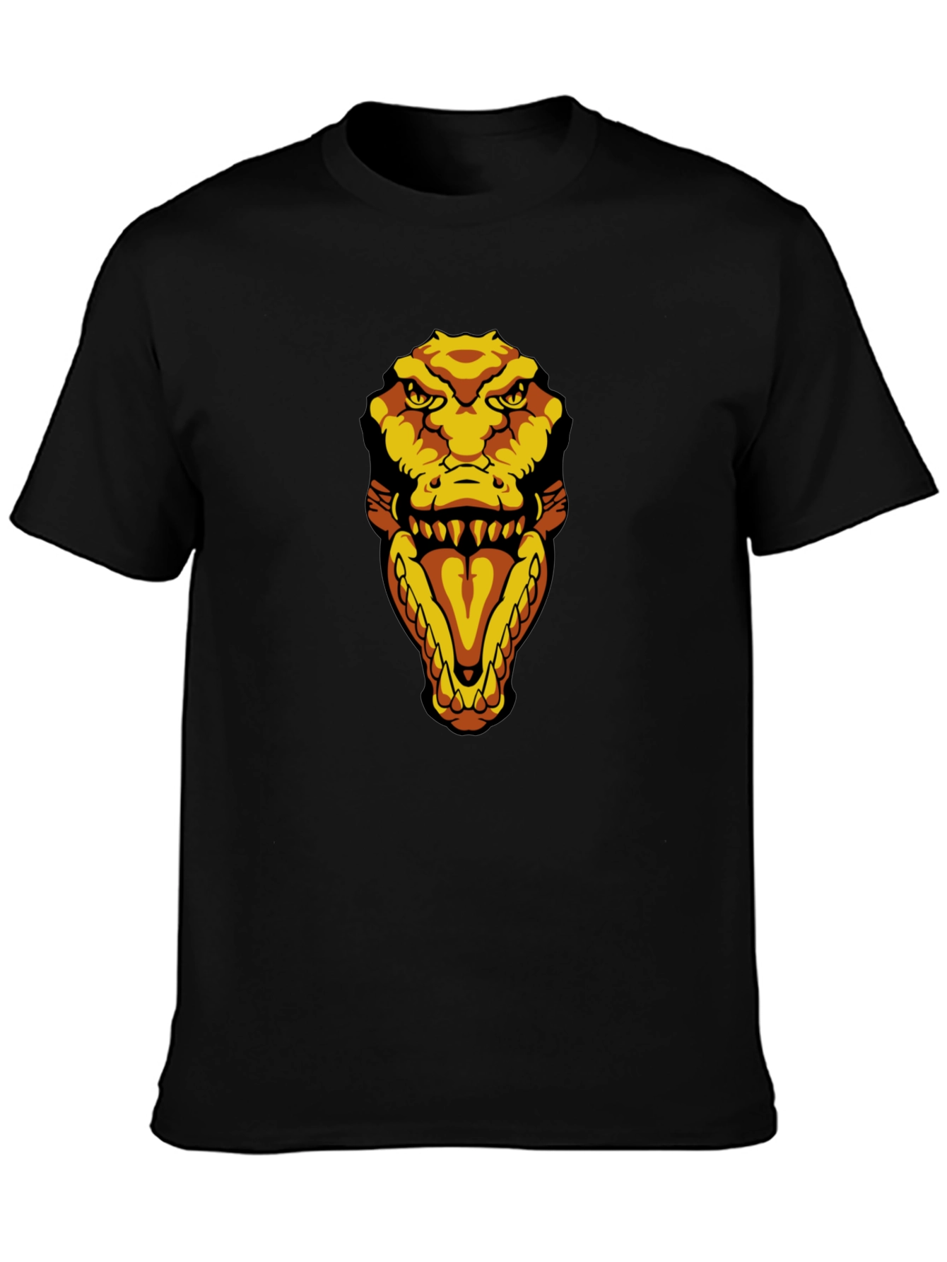 Black Men's Black T-Shirt with Croc Design view 3