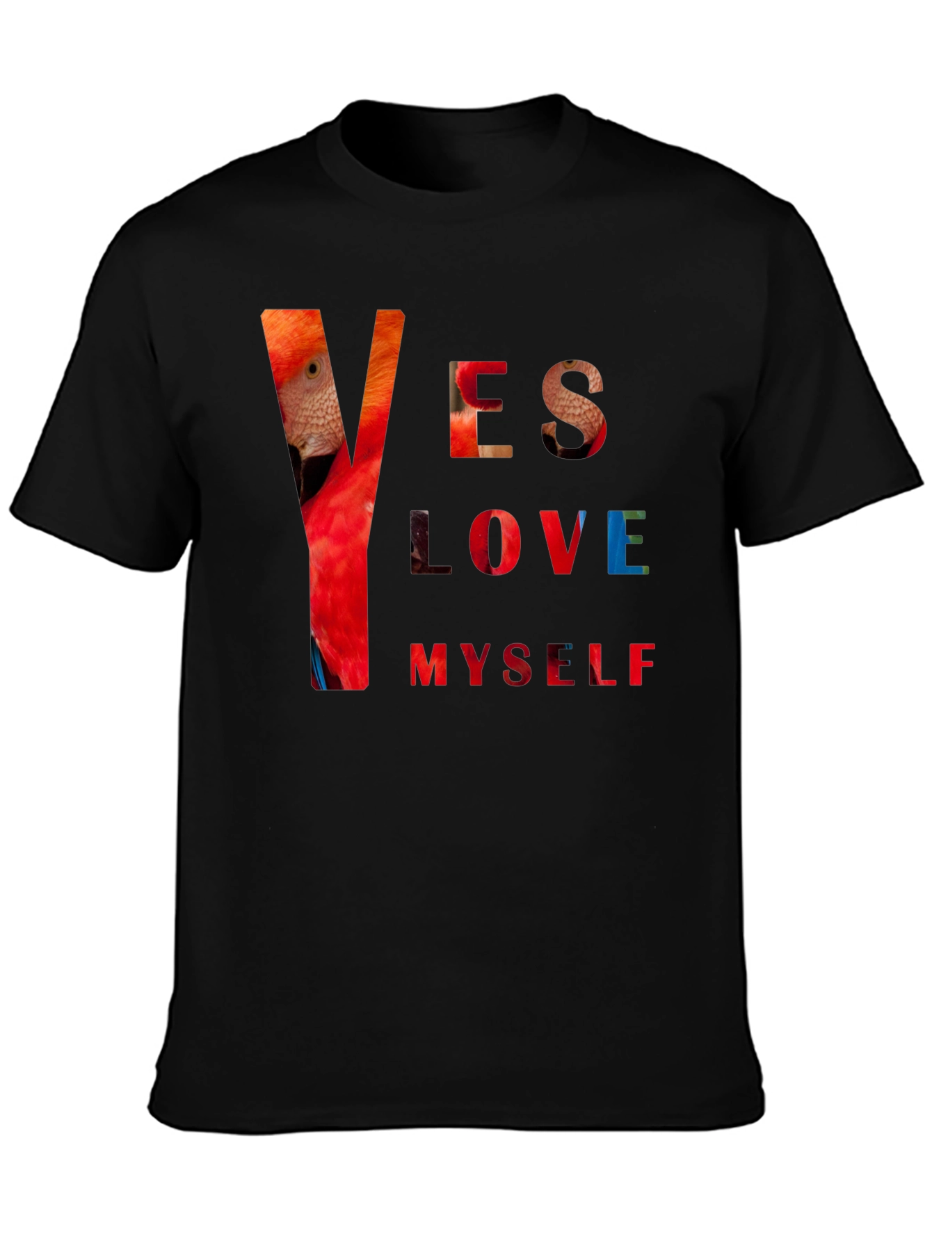 Black Yes Love Myself Graphic Print Black T-Shirt view 3
