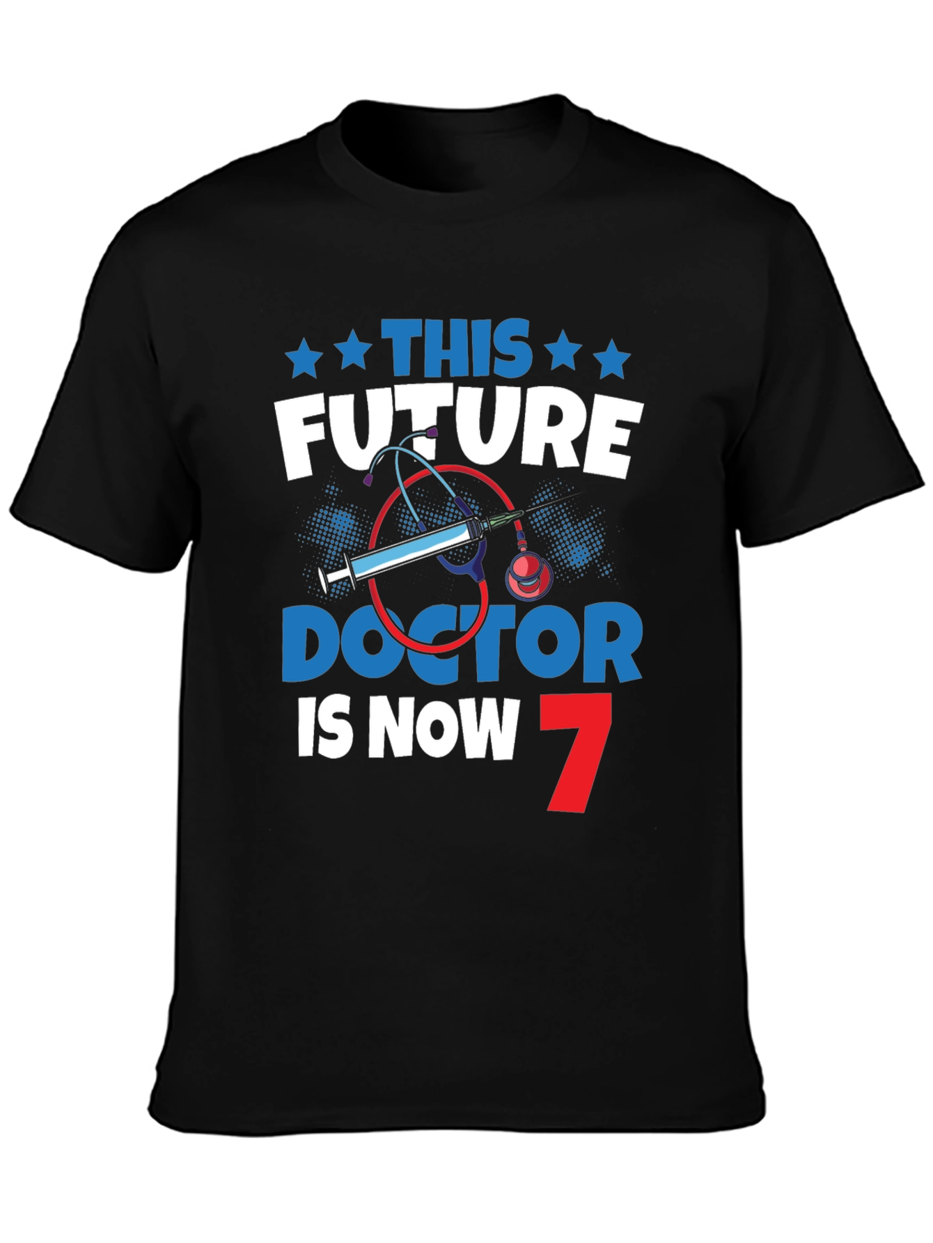 Black Future Doctor 7th Birthday T-Shirt view 3