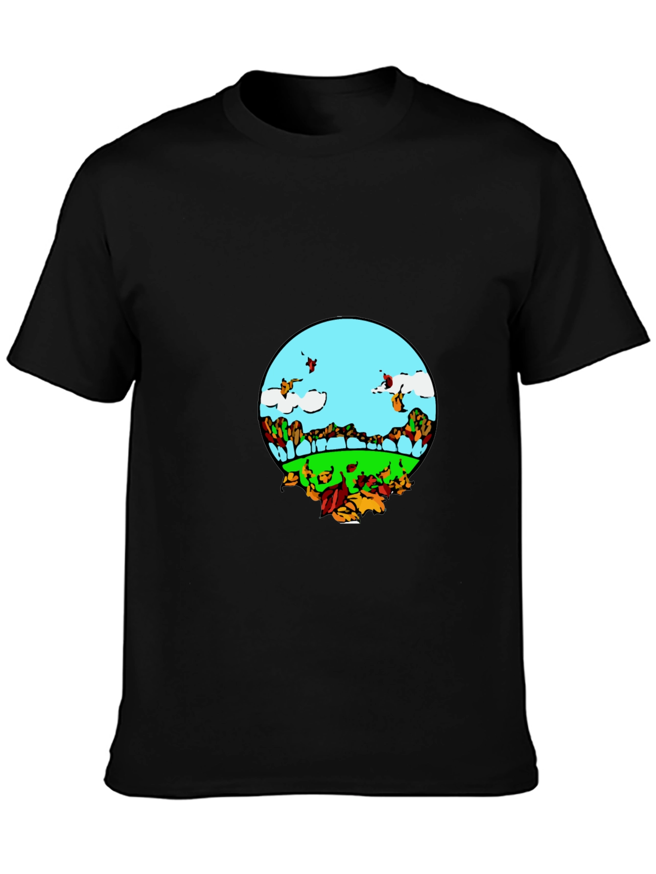 Black Nature Scene Graphic Tee - Black Casual T-Shirt view 3