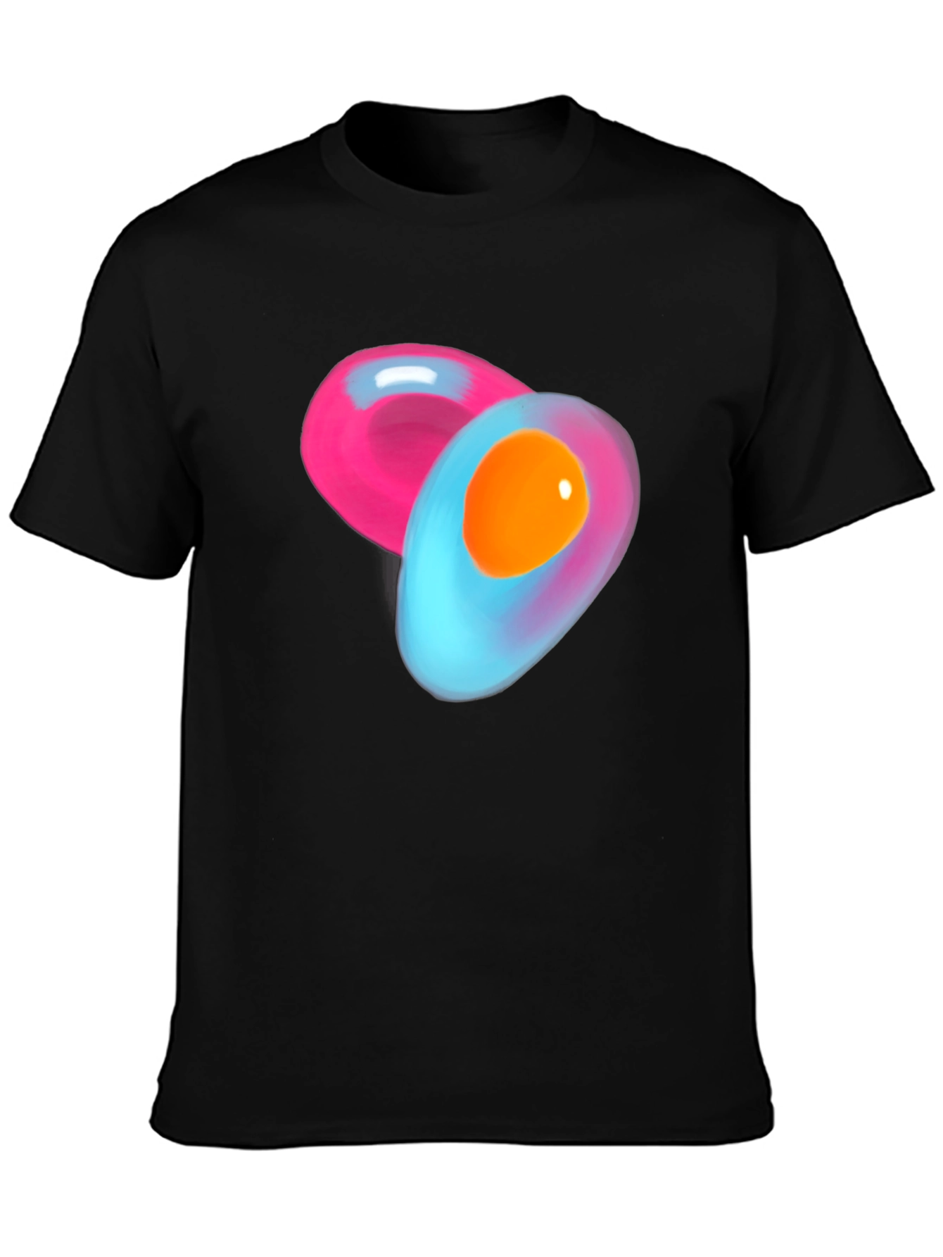 Black Abstract Egg Design Black Cotton T-Shirt view 3