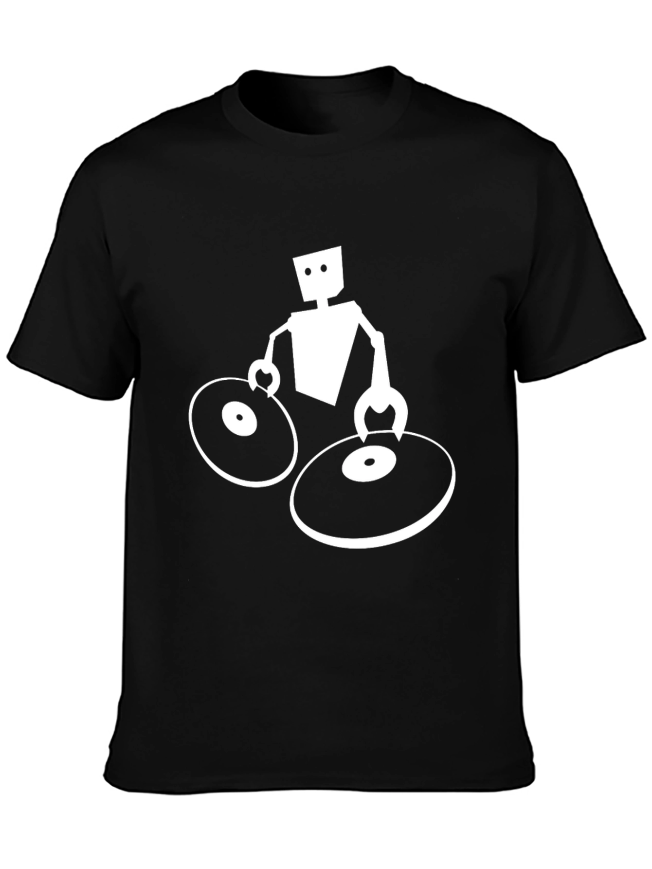 Black DJ Robot Graphic Tee - Black Cotton T-Shirt view 3