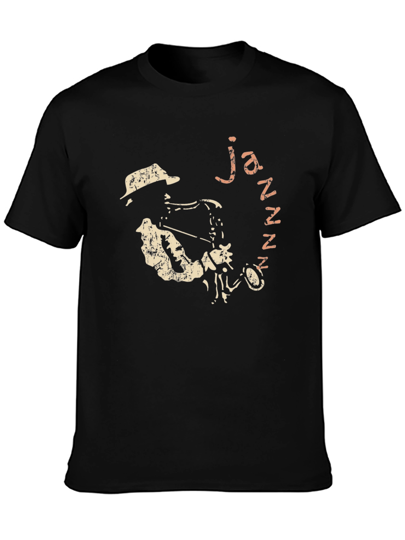 Black Jazzy Black T-Shirt - Saxophone Player Graphic view 3