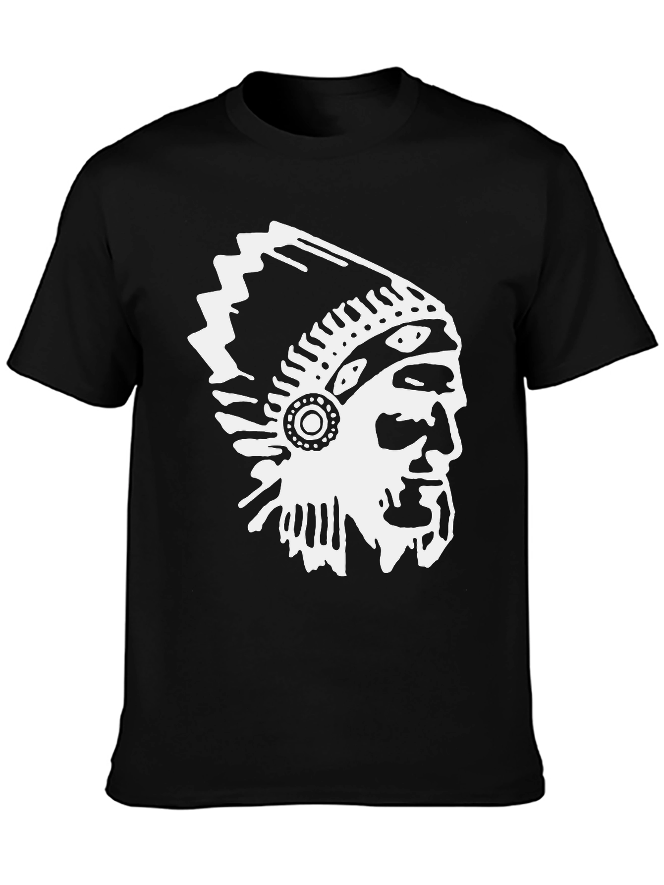 Black Native American Chief Graphic Tee - Black Cotton Blend view 3