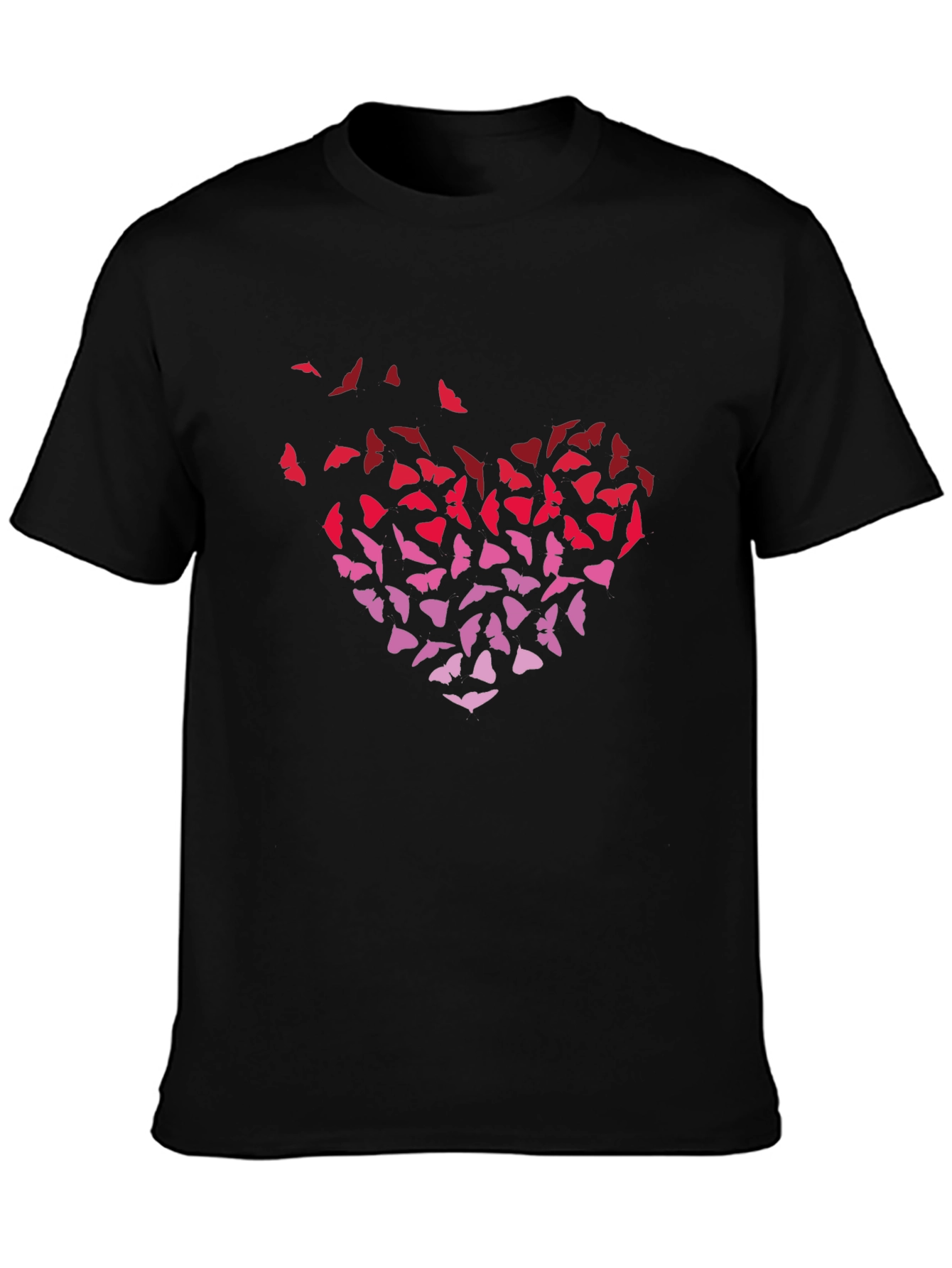 Black Butterfly Heart Graphic Tee - Stylish Men's Black T-Shirt view 3