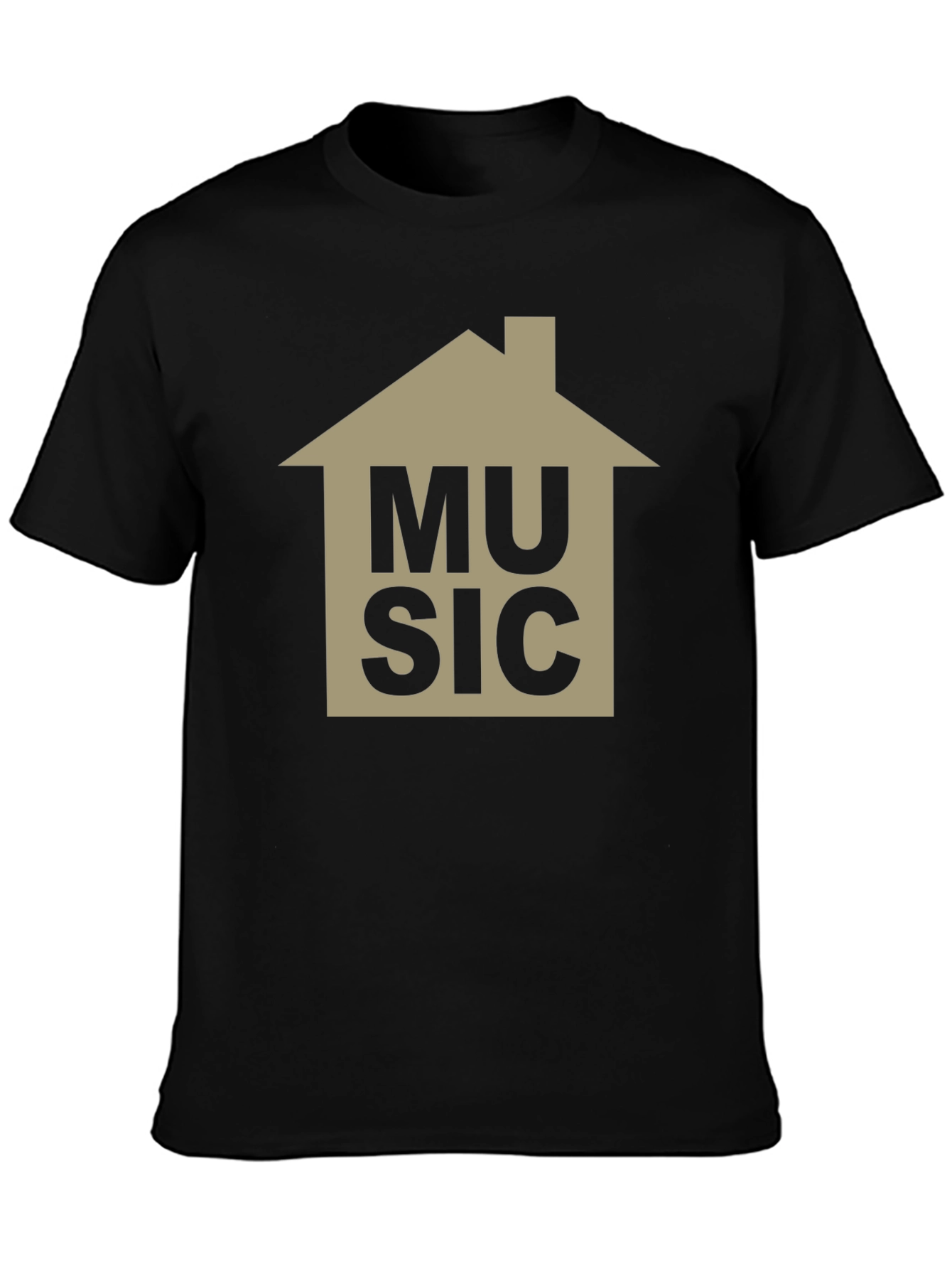 Black House Music Graphic Tee - Black Cotton T-Shirt view 3