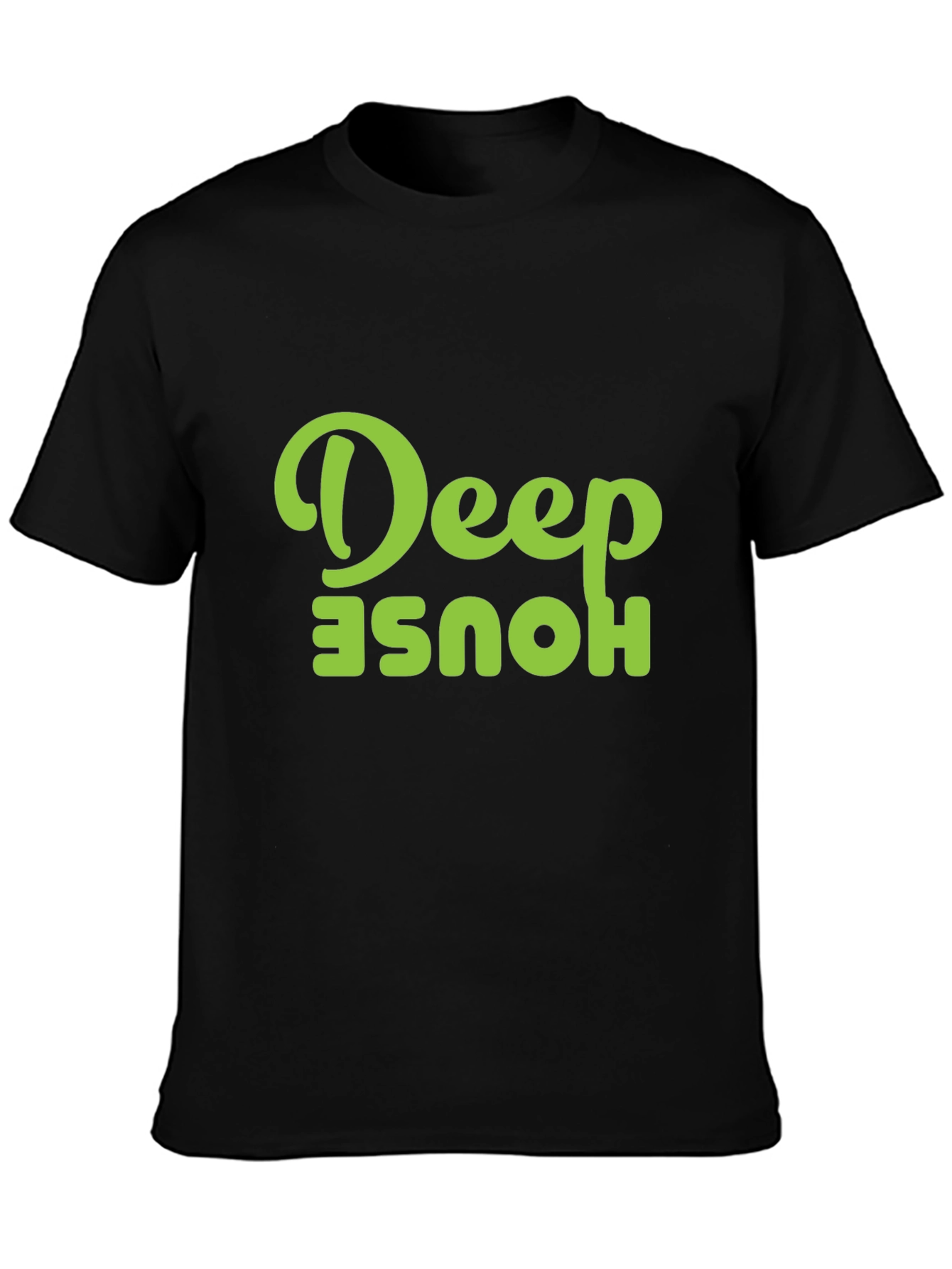 Black Deep House Graphic Tee - Black Cotton T-Shirt view 3