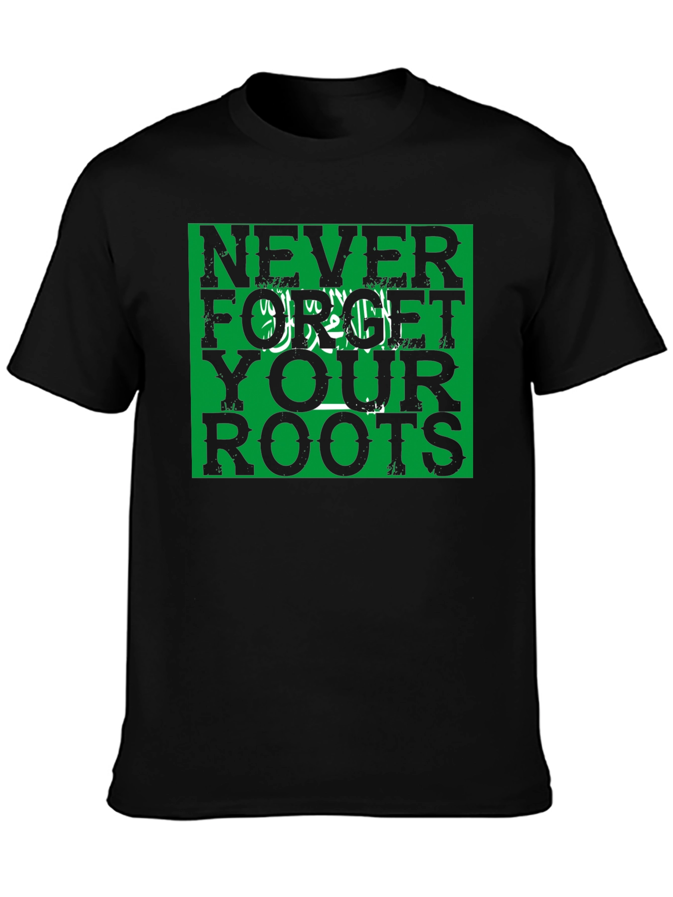 Black Never Forget Your Roots Tee - Saudi Arabia Flag view 3