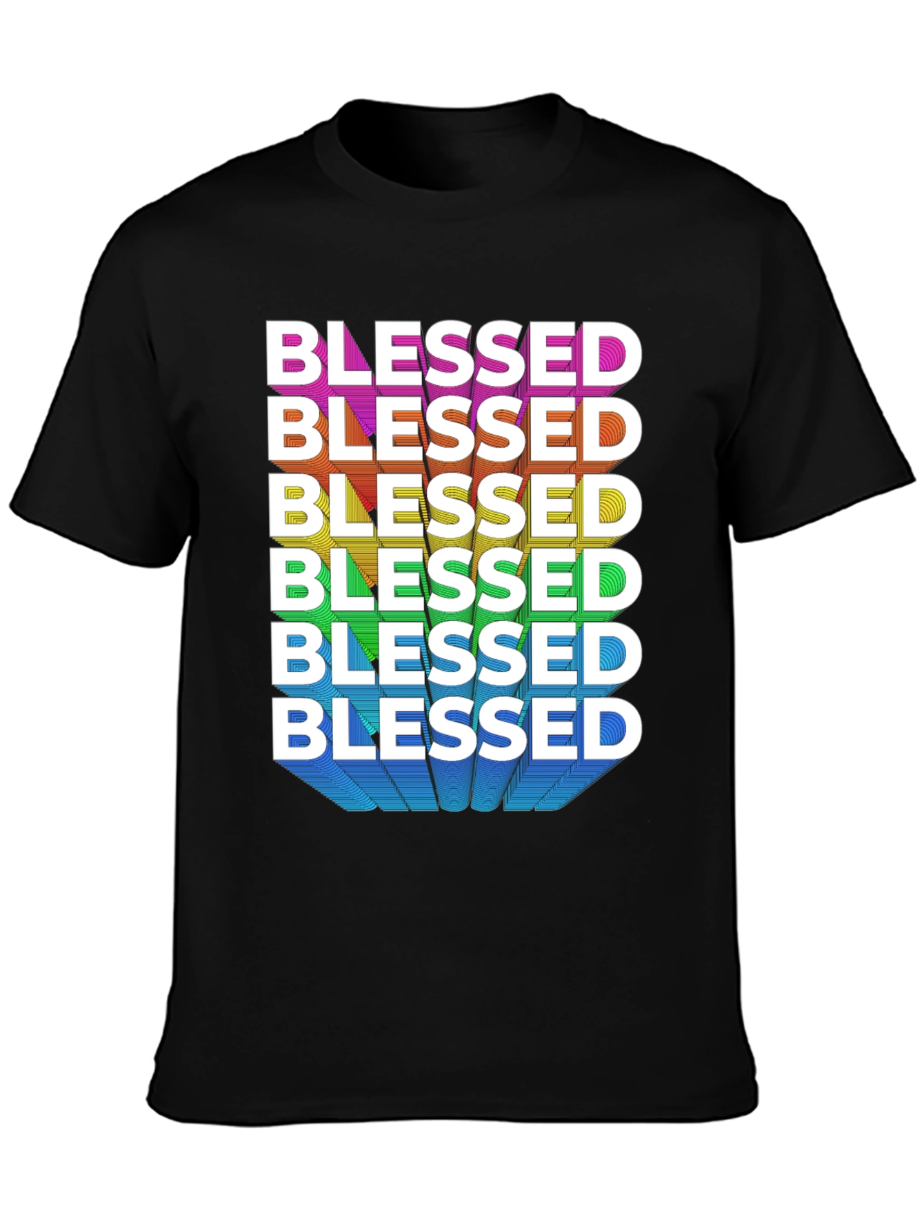 Black Blessed Rainbow Graphic Tee - Black view 3