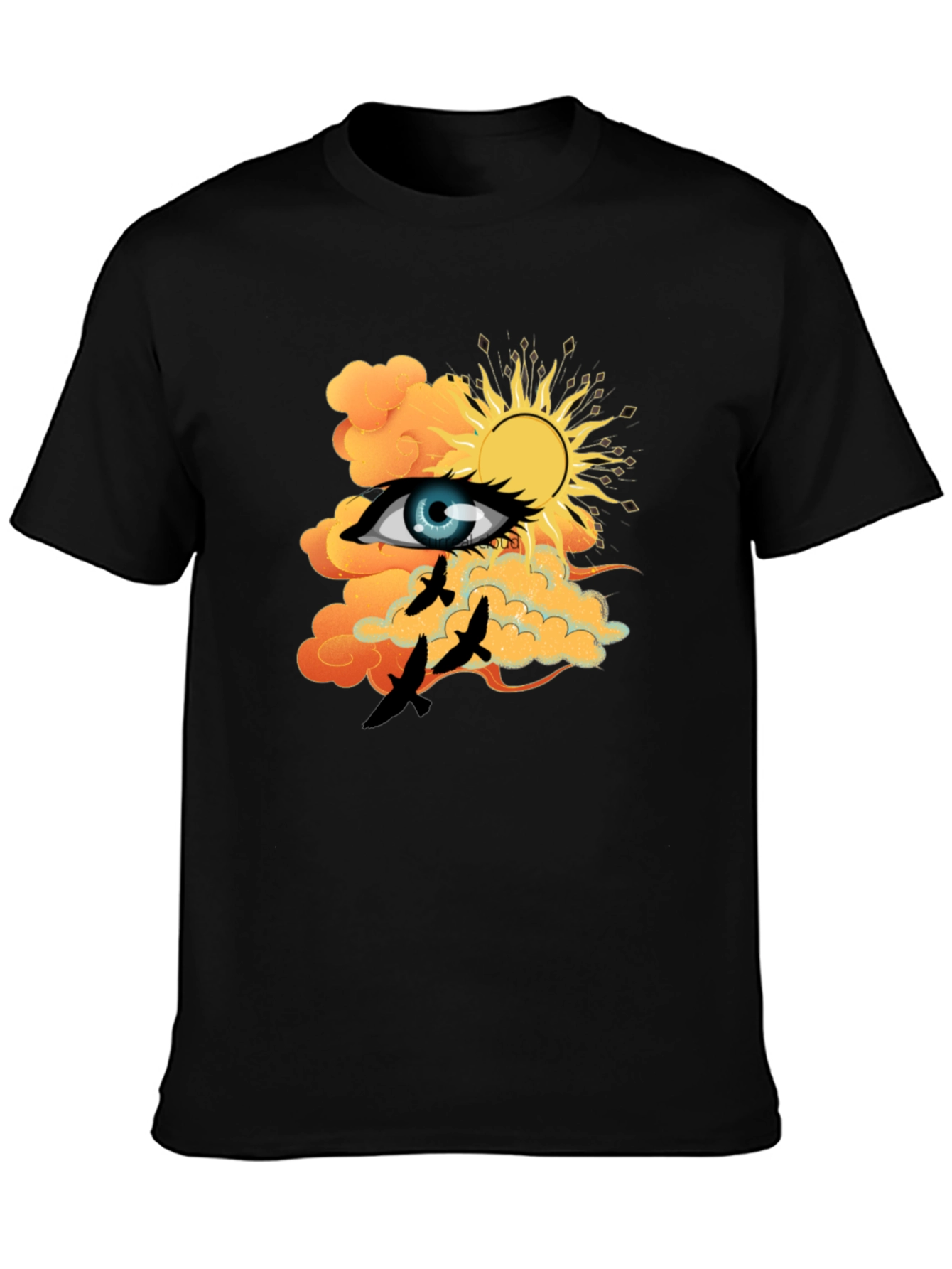 Black Eye & Sun Graphic Tee - Black Cotton Blend view 3
