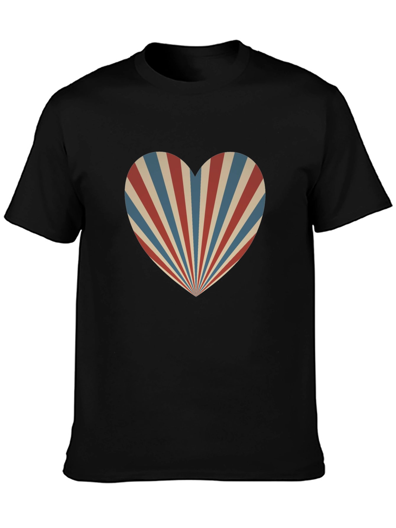 Black Retro Heartburst Graphic Tee - Black Cotton Blend view 3