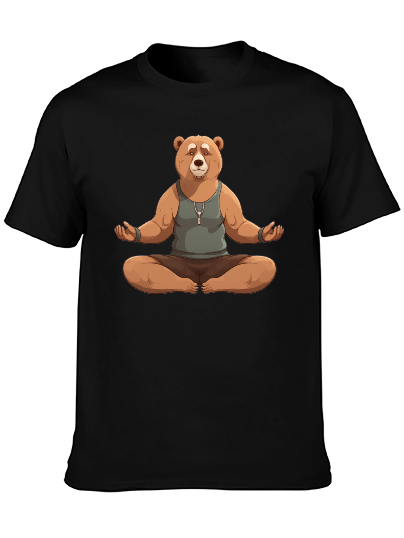 Black Meditating Bear Graphic Tee view 3
