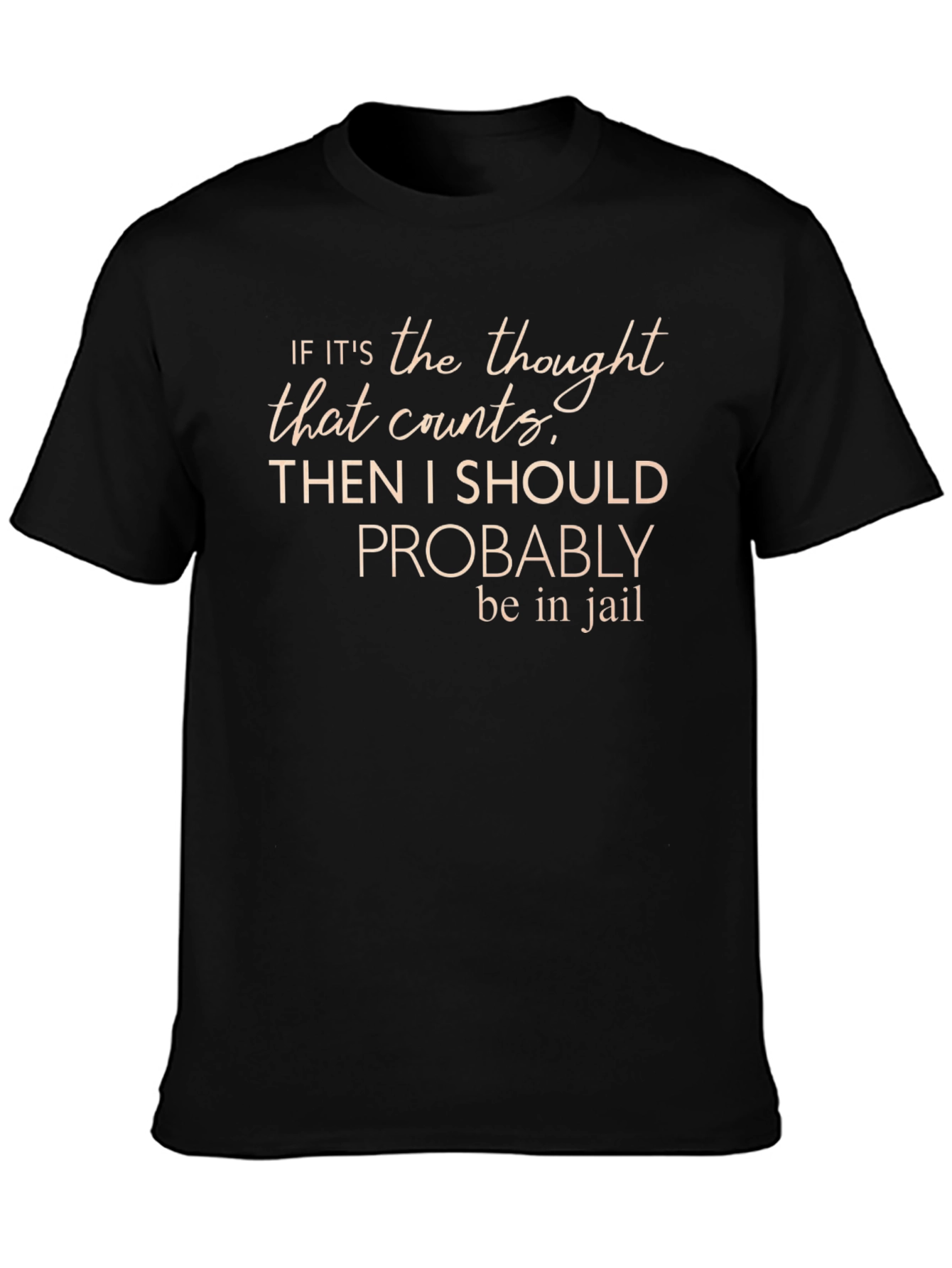 Black Funny "Thought Counts" Graphic Tee view 3