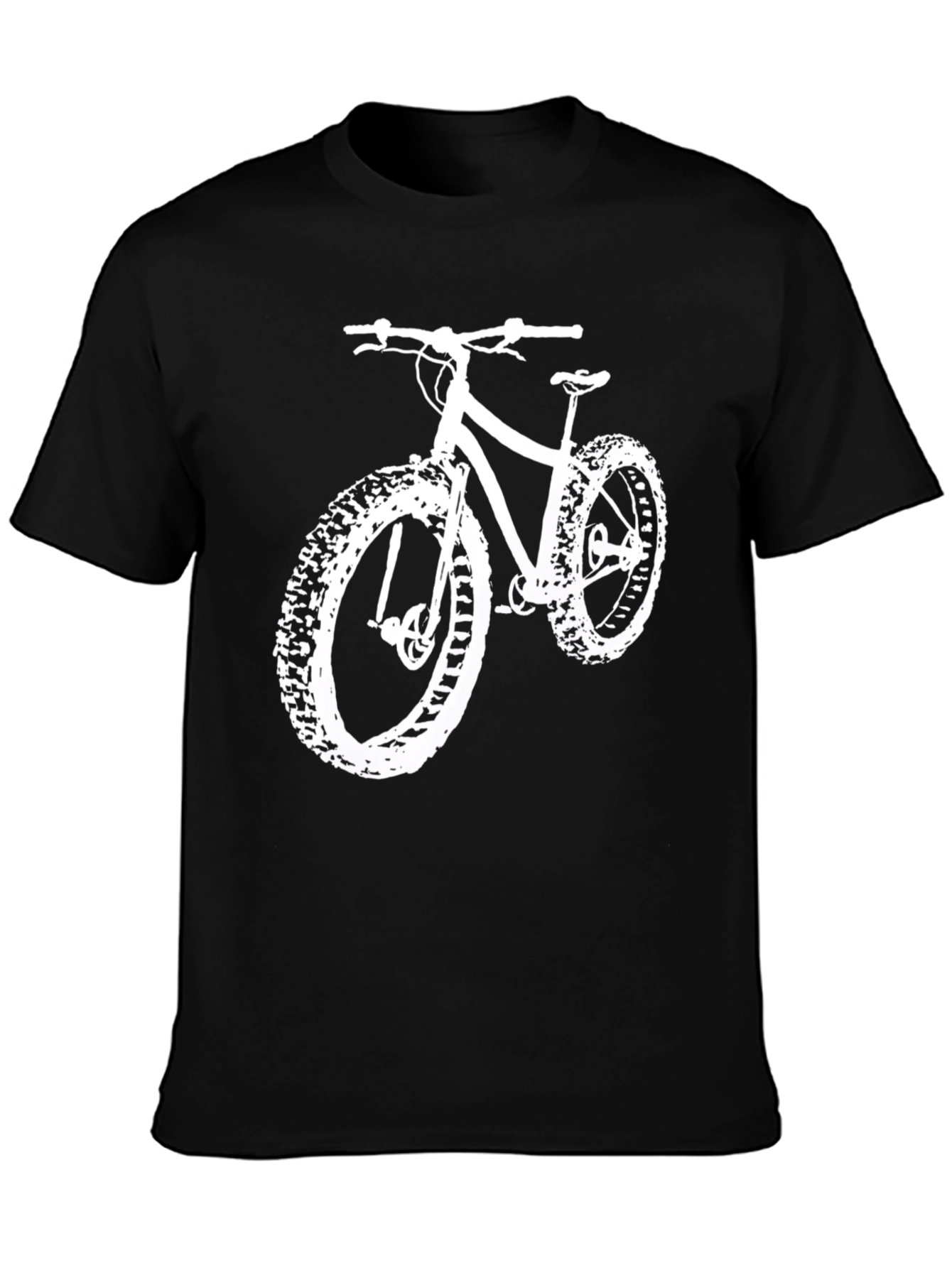 Black Fat Tire Bike T-Shirt - Black Cotton Blend Tee view 3