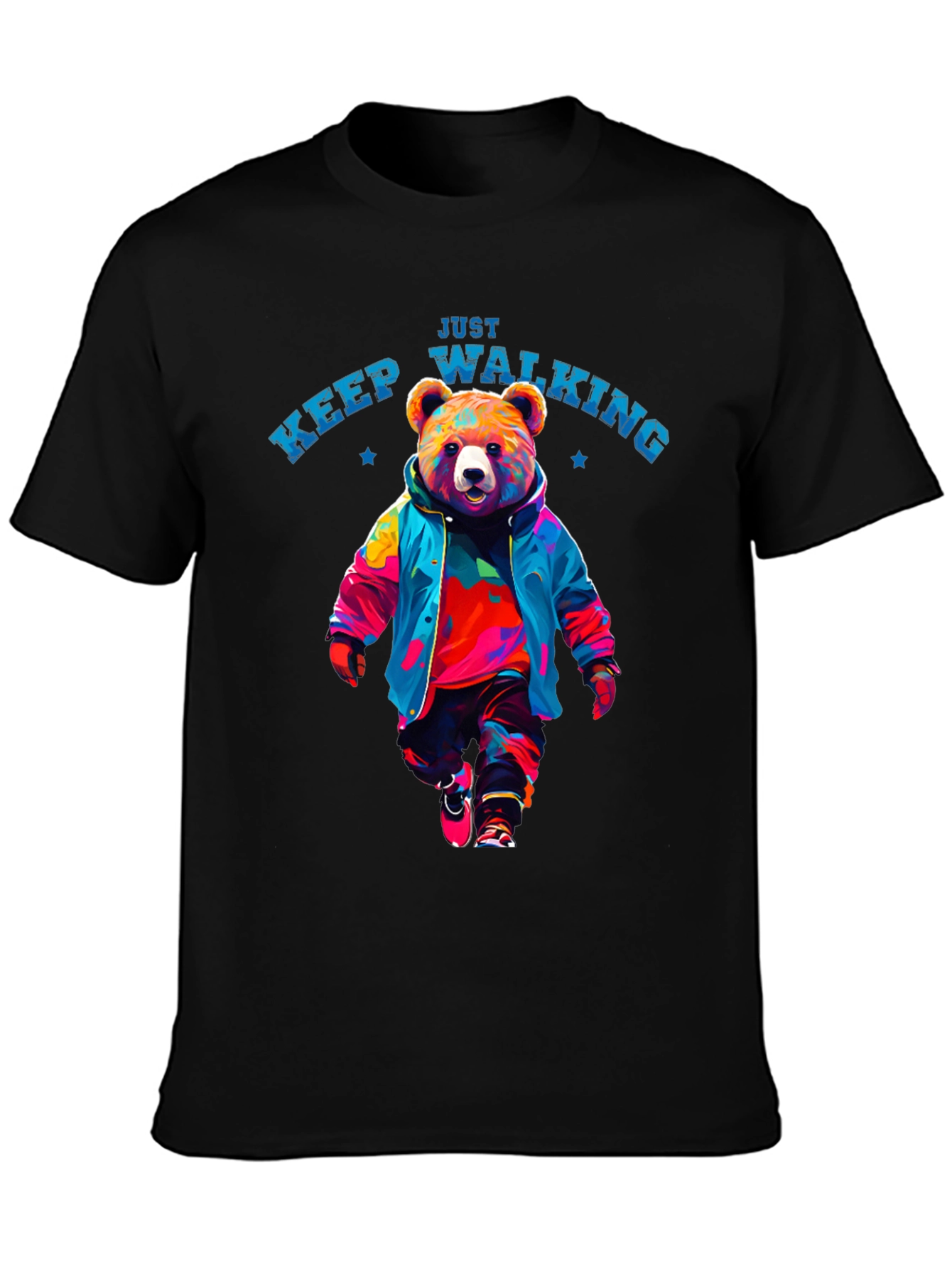 Black Just Keep Walking Bear T-Shirt view 3