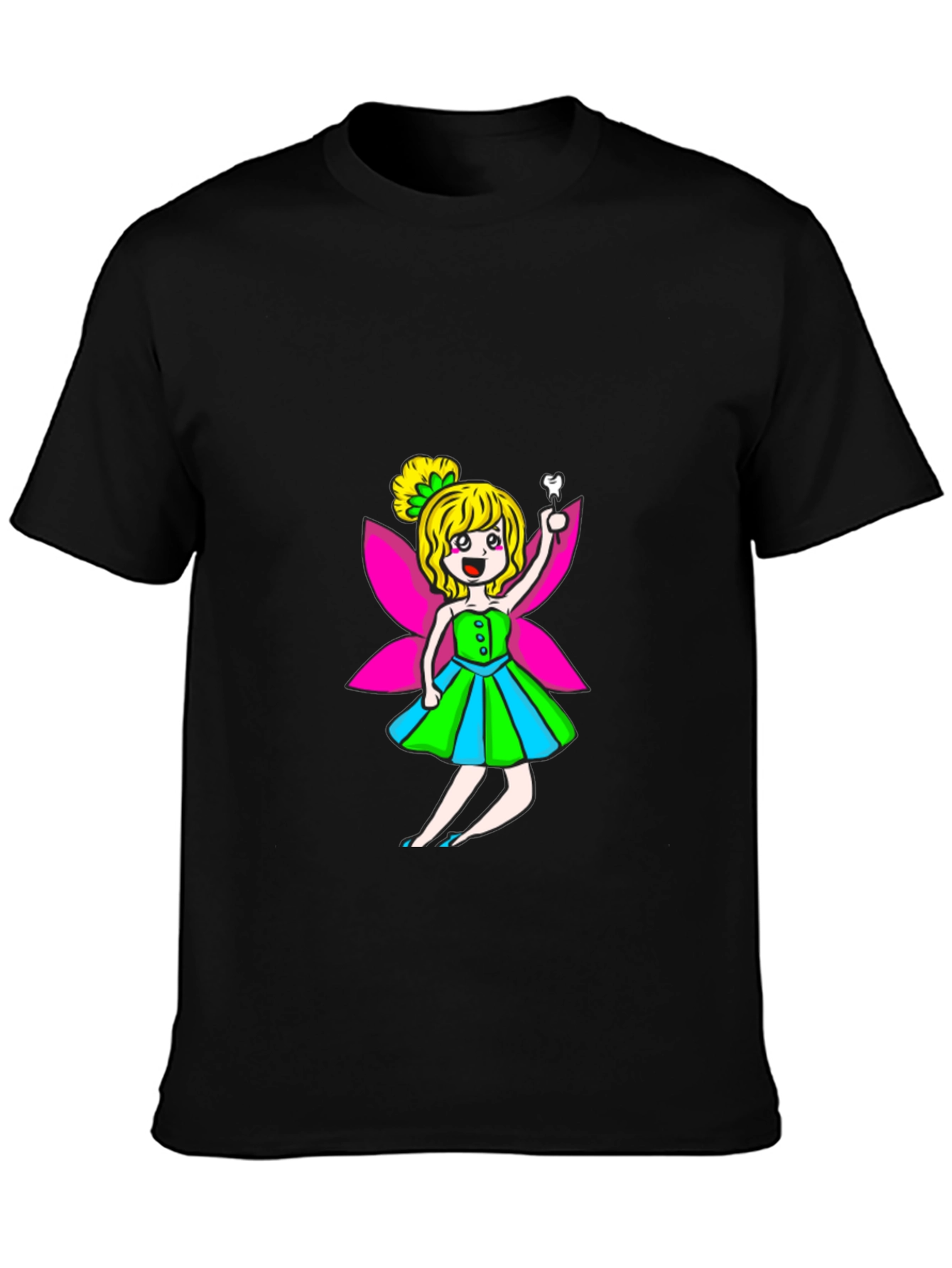 Black Tooth Fairy Graphic Tee - Black Cotton Blend view 3