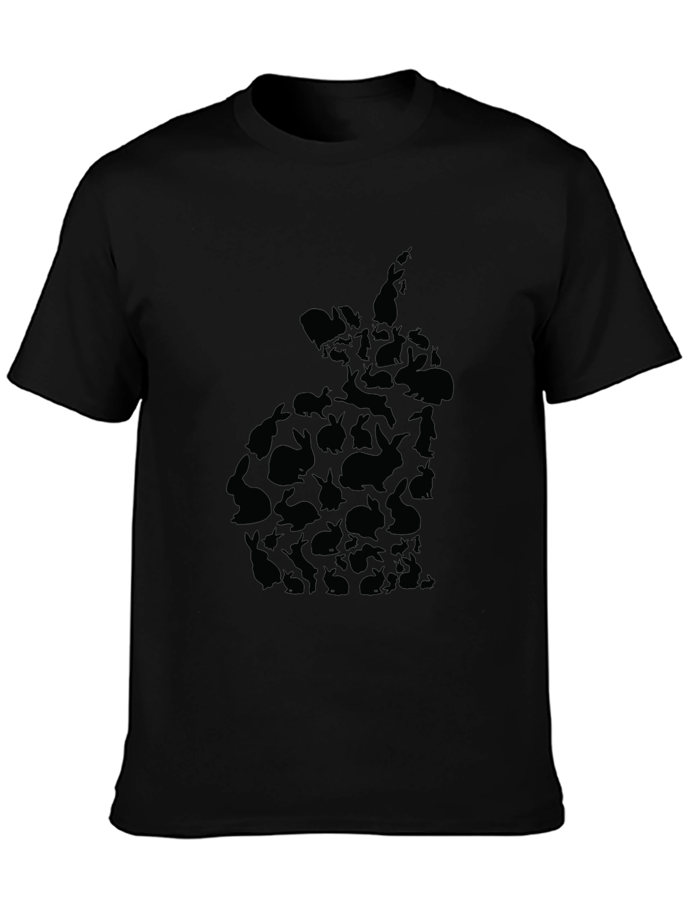 Black Rabbit Silhouette Black T-Shirt view 3