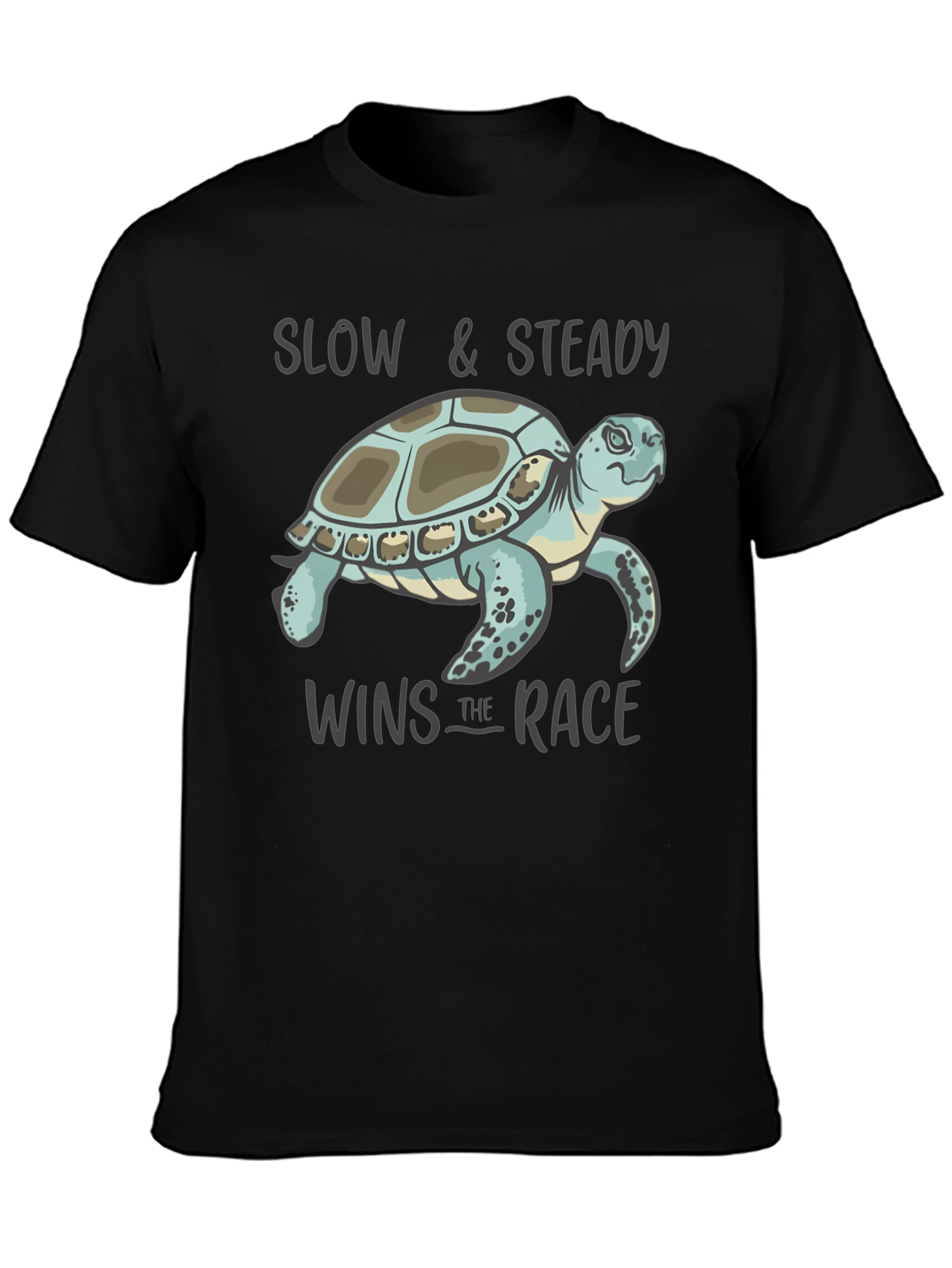 Black Slow & Steady Turtle Graphic T-Shirt view 3