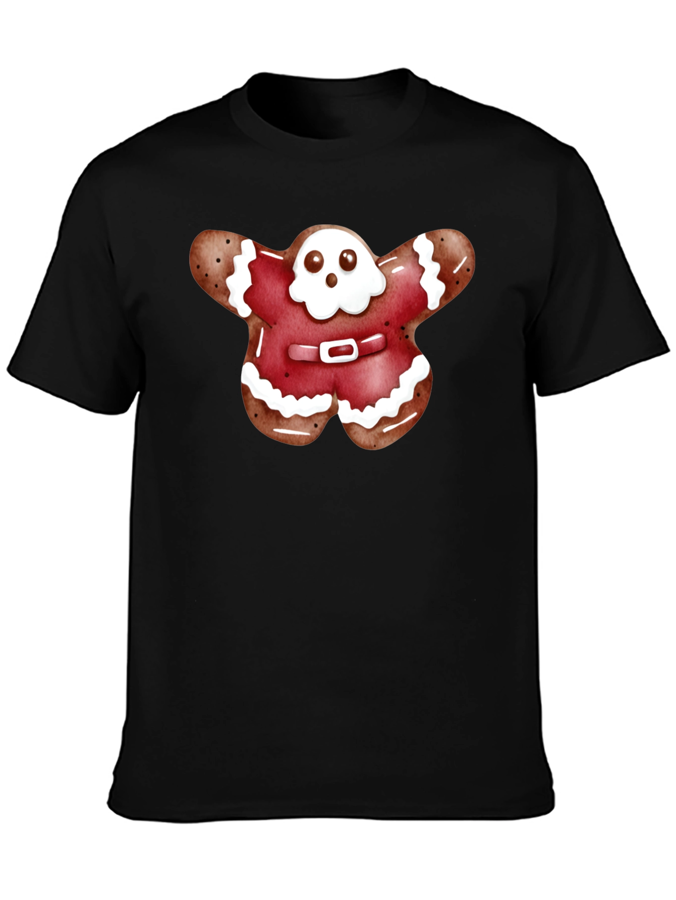 Black Gingerbread Ghost T-Shirt view 3