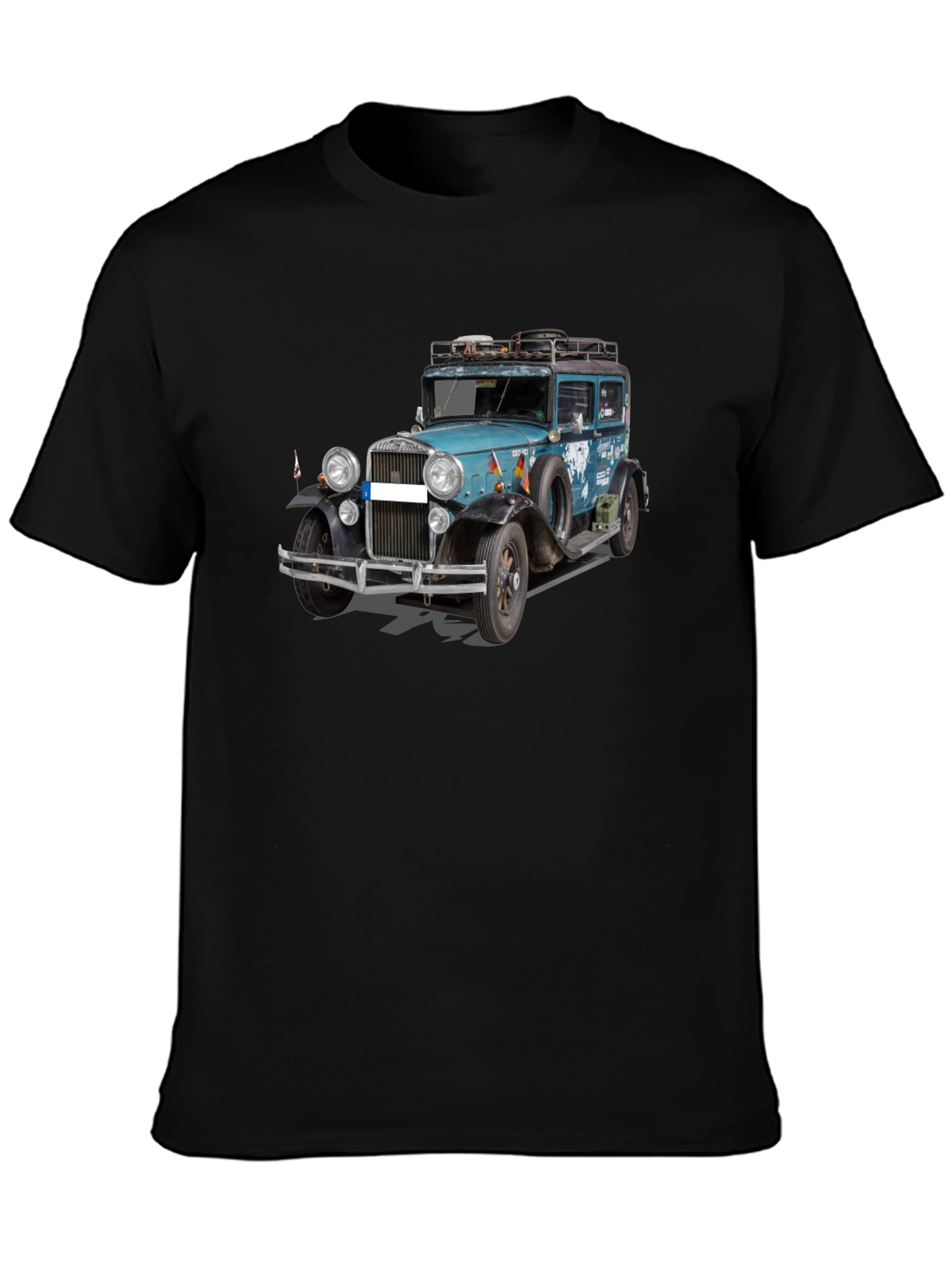 Black Vintage Car Graphic Tee - Black T-Shirt view 3