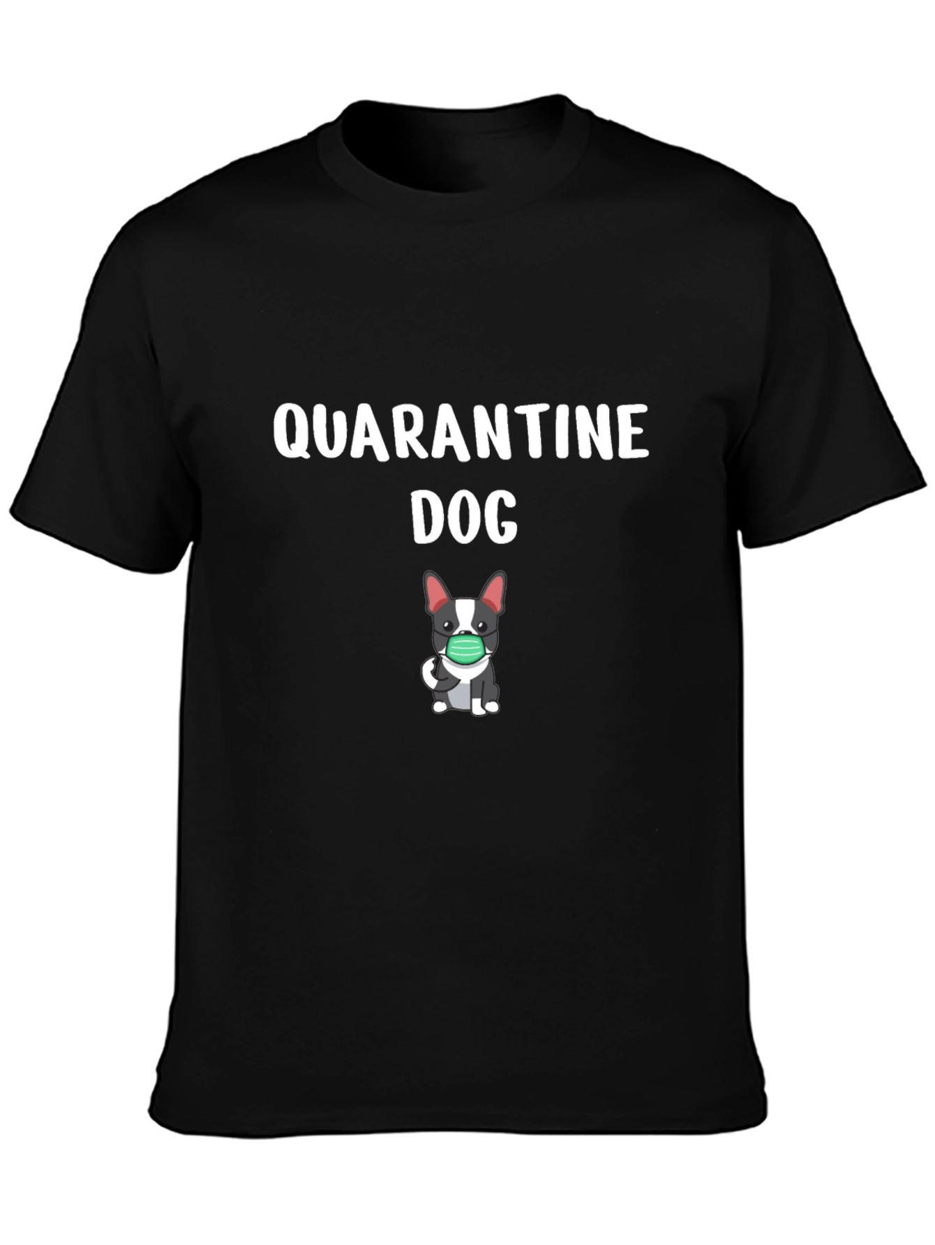 Black Quarantine Dog Graphic Tee - Unisex Black T-Shirt view 3