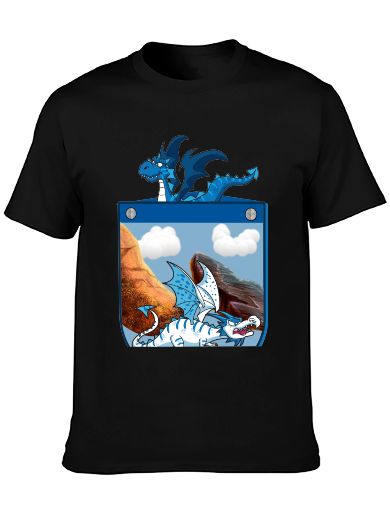 Black Dragon Pocket Graphic Tee - Fantasy Creature Design view 3