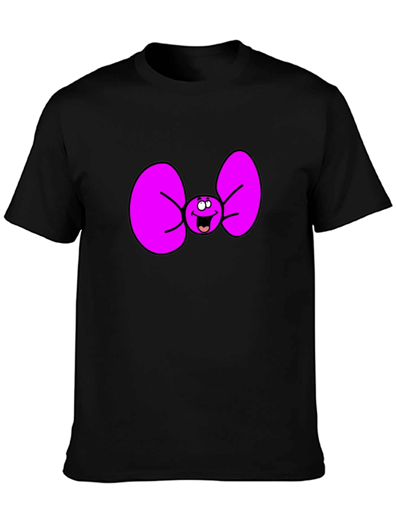 Black Funny Cartoon Bow Tie Graphic Tee view 3