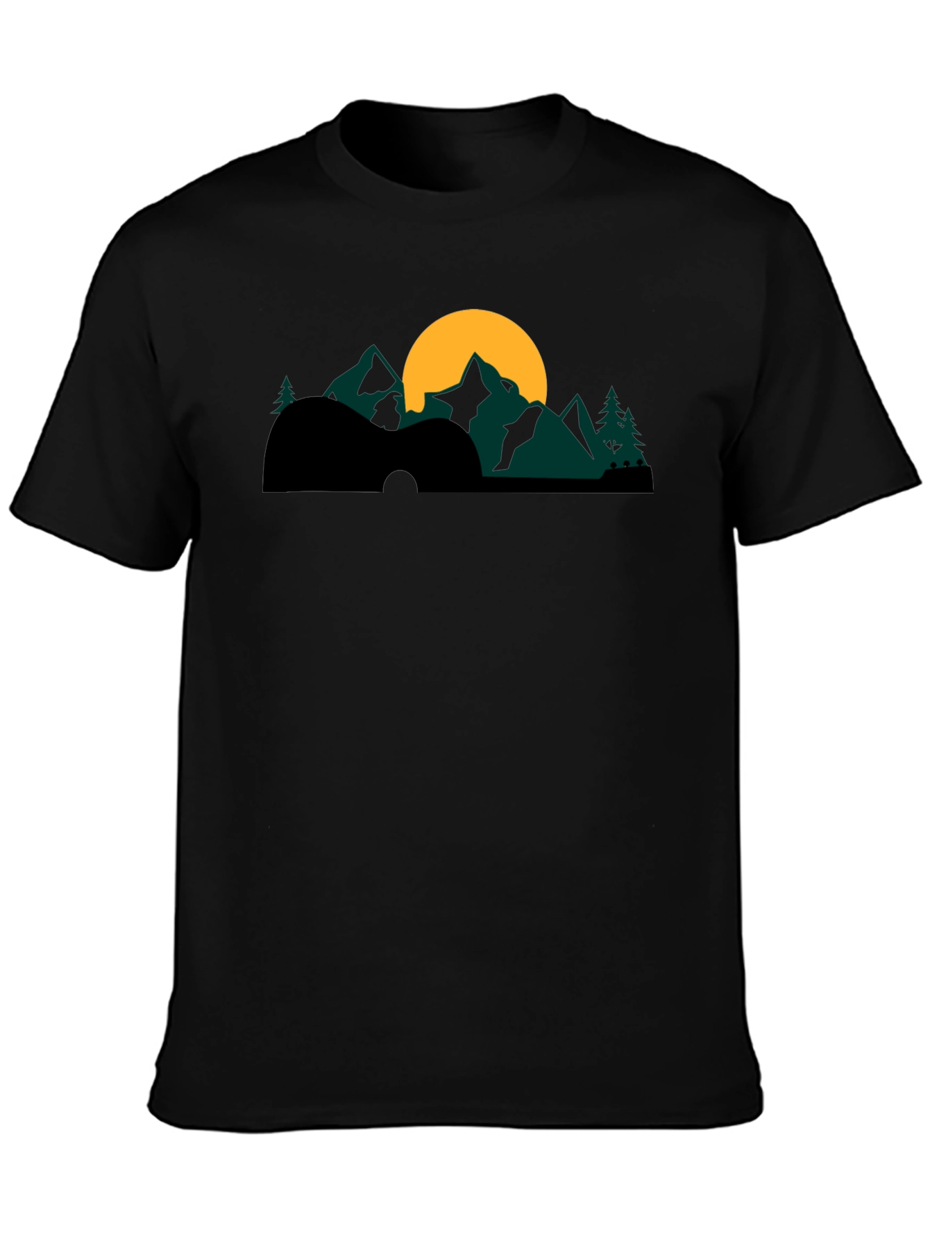 Black Guitar Mountainscape Graphic Tee view 3