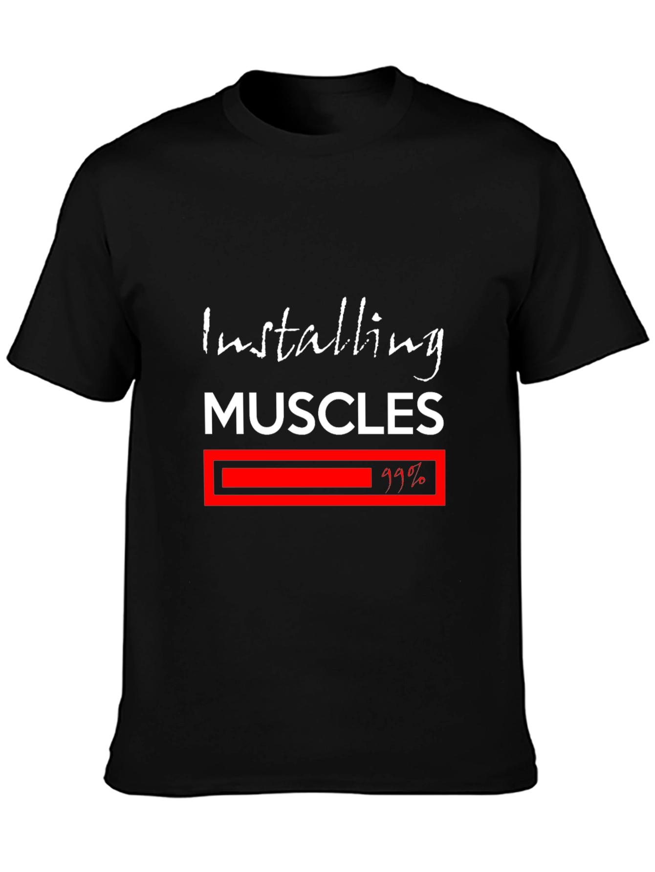 Black Installing Muscles T-Shirt - Fitness Motivation Tee view 3