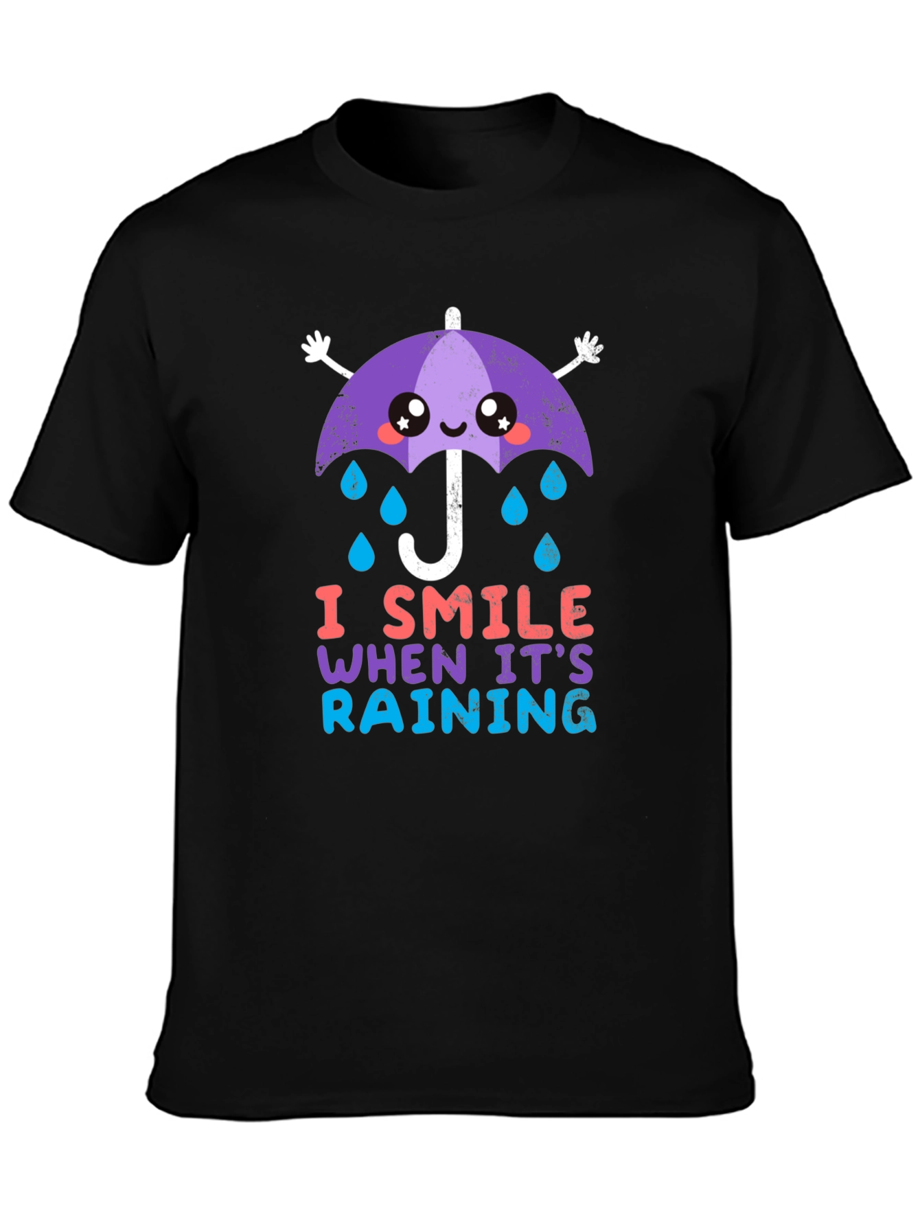 Black I Smile When It's Raining T-Shirt view 3