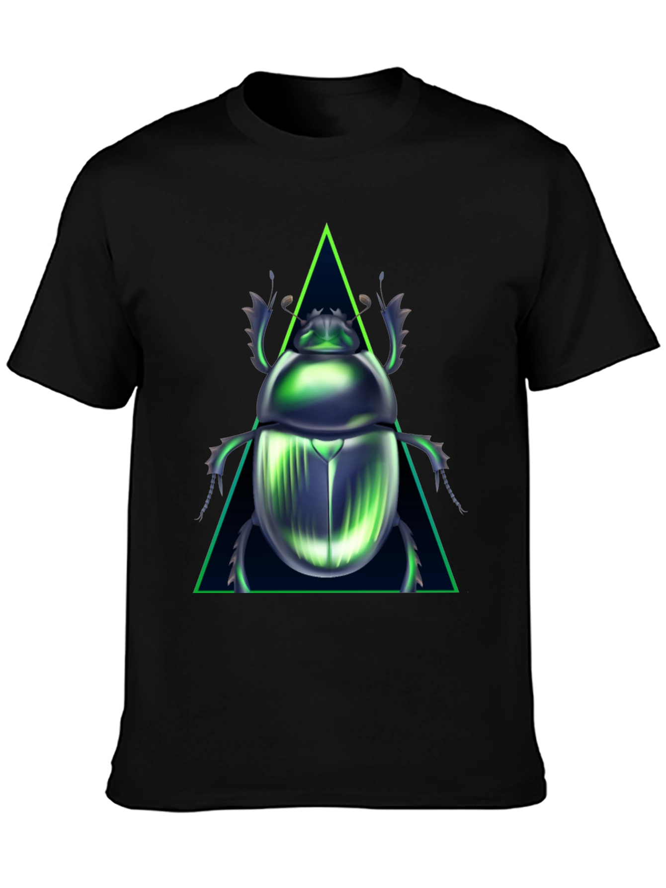 Black Emerald Scarab Beetle Graphic Tee view 3