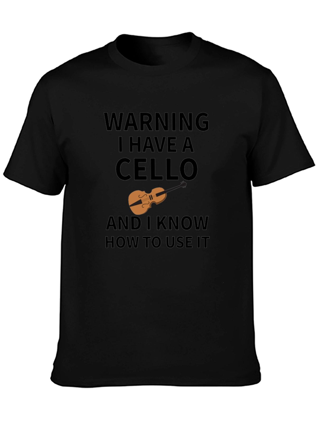 Black Warning I Have A Cello T-Shirt view 3