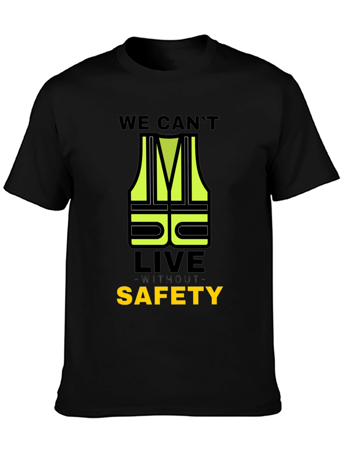 Black Safety First T-Shirt - High Visibility Graphic Tee view 3