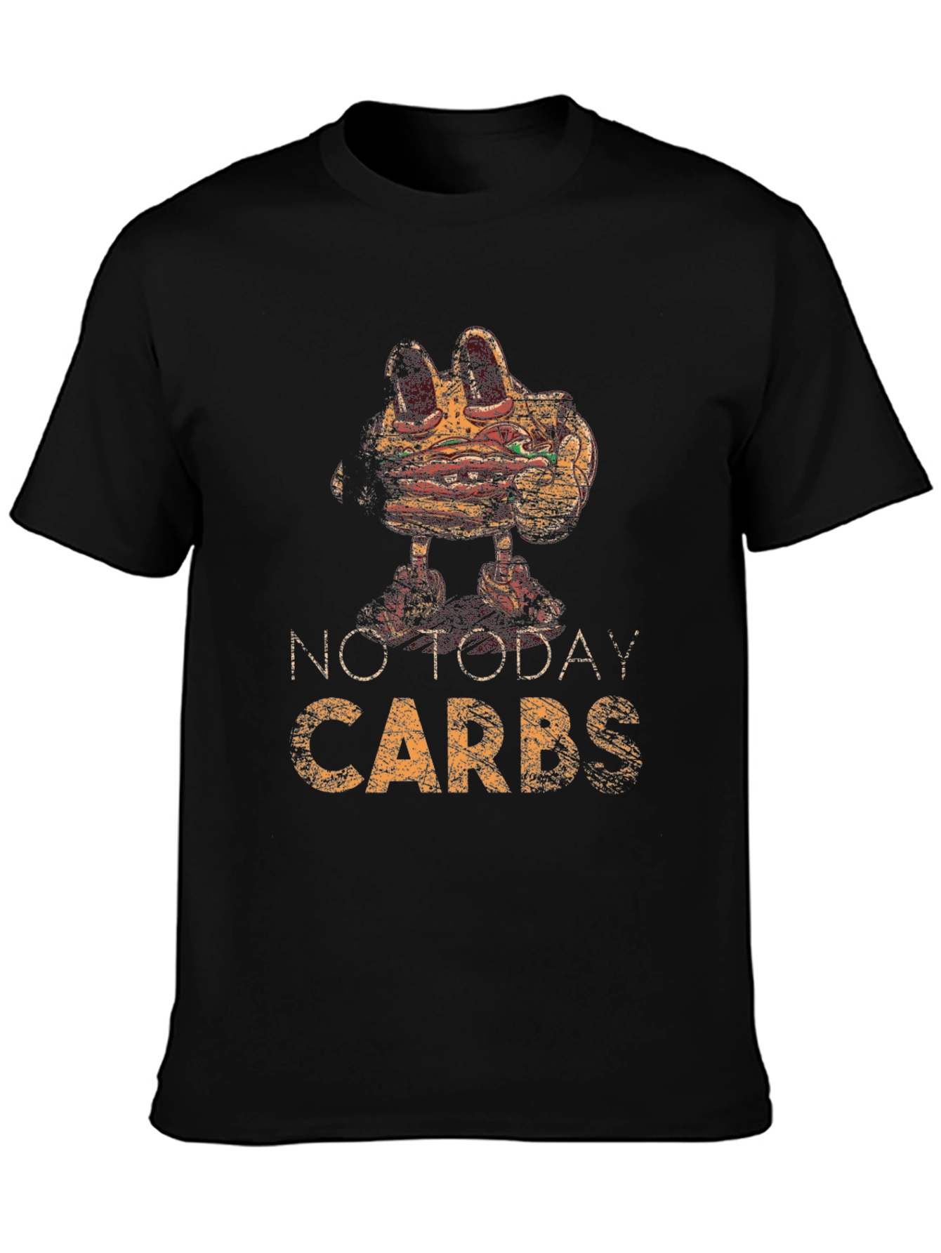 Black No Today Carbs Graphic Tee Funny Diet T-Shirt view 3