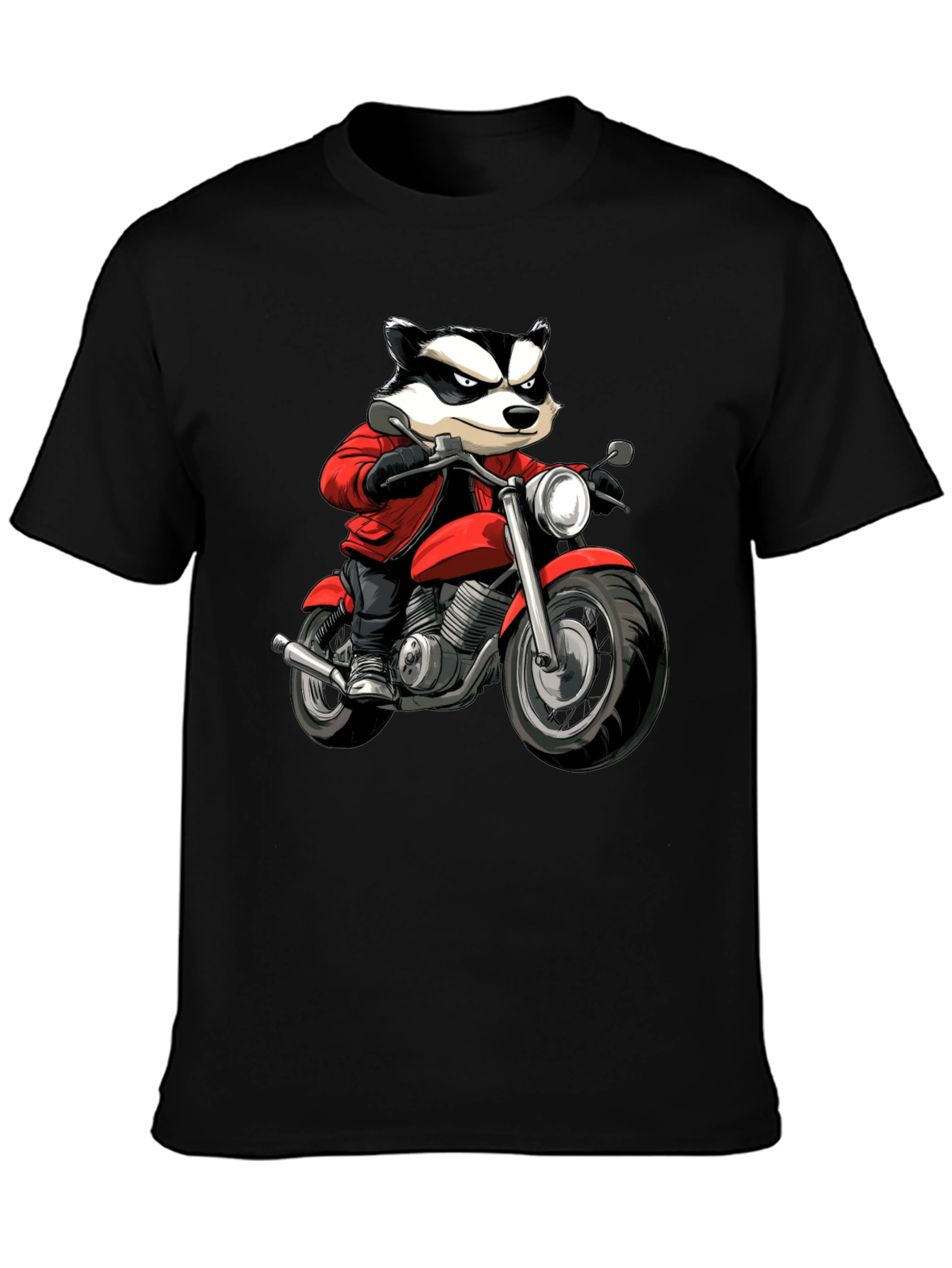 Black Badger Biker Graphic T-Shirt - Cool Cartoon Ride view 3
