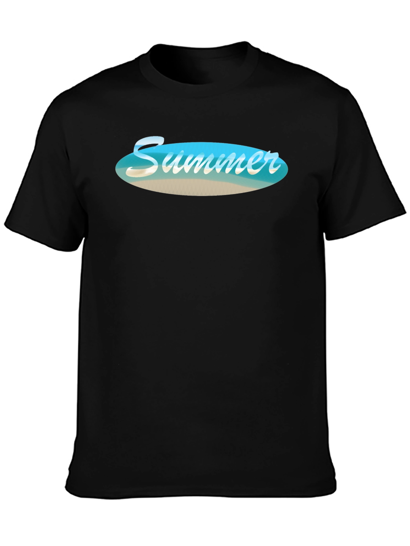 Black Summer Beach Vibe Black T-Shirt view 3