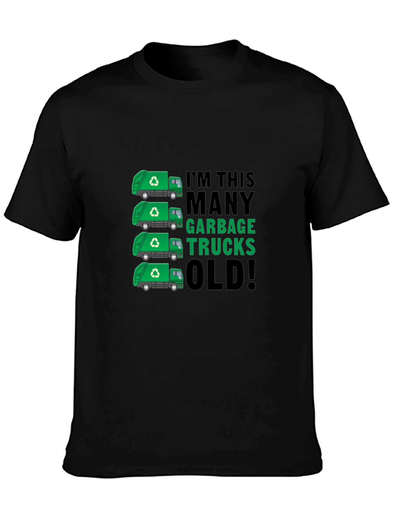 Black Funny Garbage Truck Birthday T-Shirt view 3