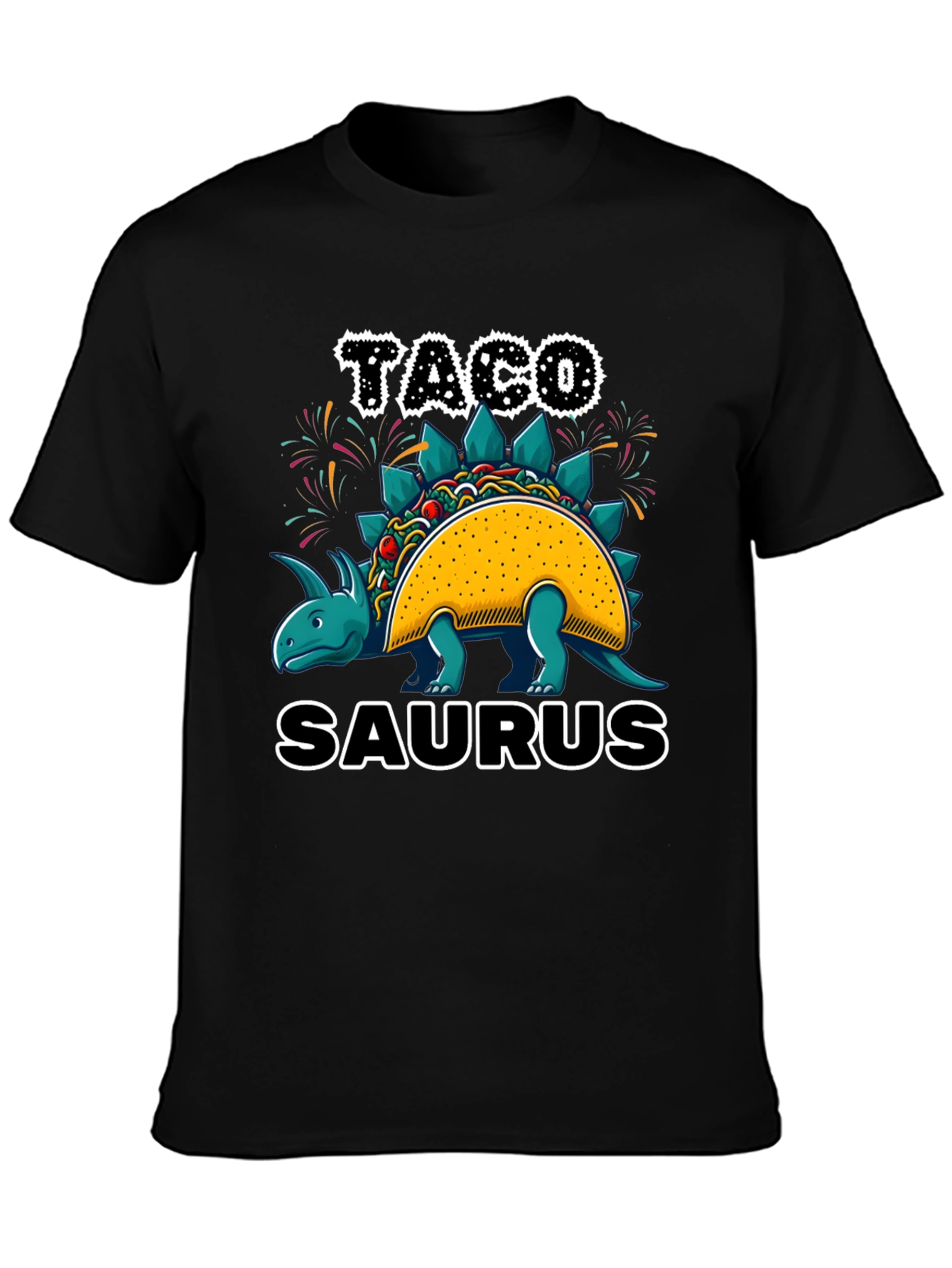 Black Taco-Saurus Black T-Shirt view 3