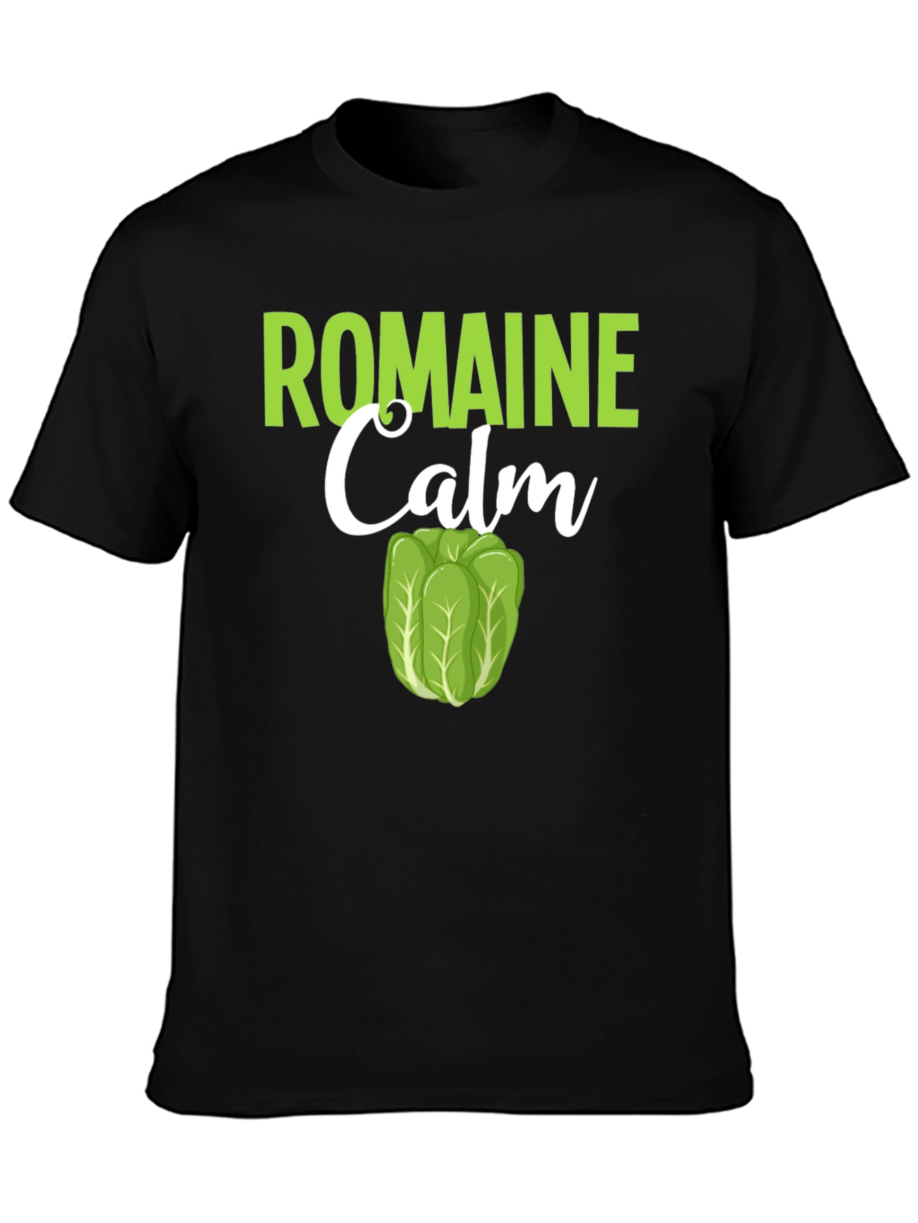 Black Romaine Calm Funny Lettuce Graphic T-Shirt view 3