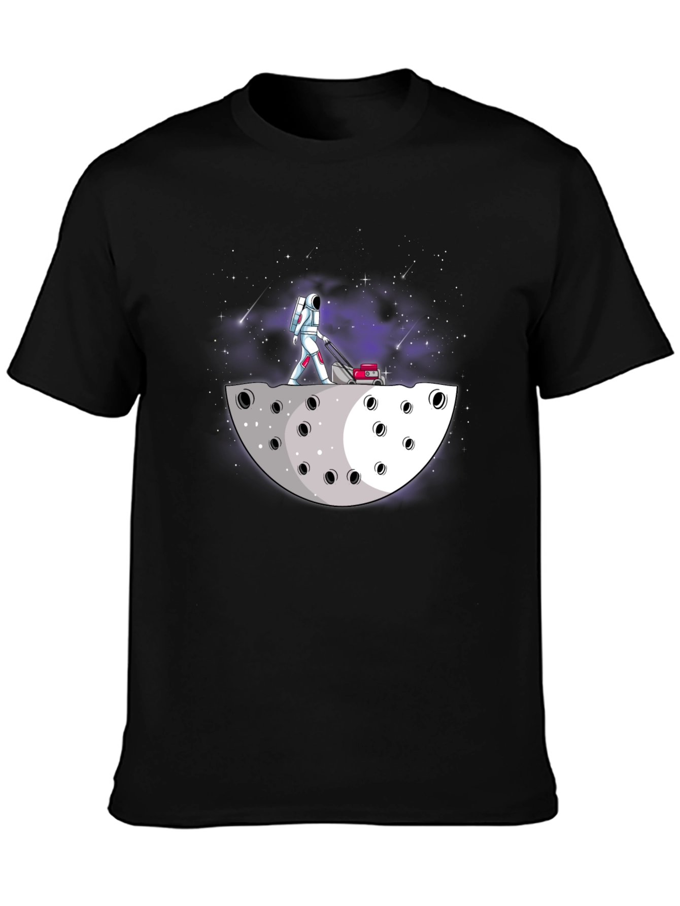Black Astronaut Moon Lawn Care T-Shirt view 3