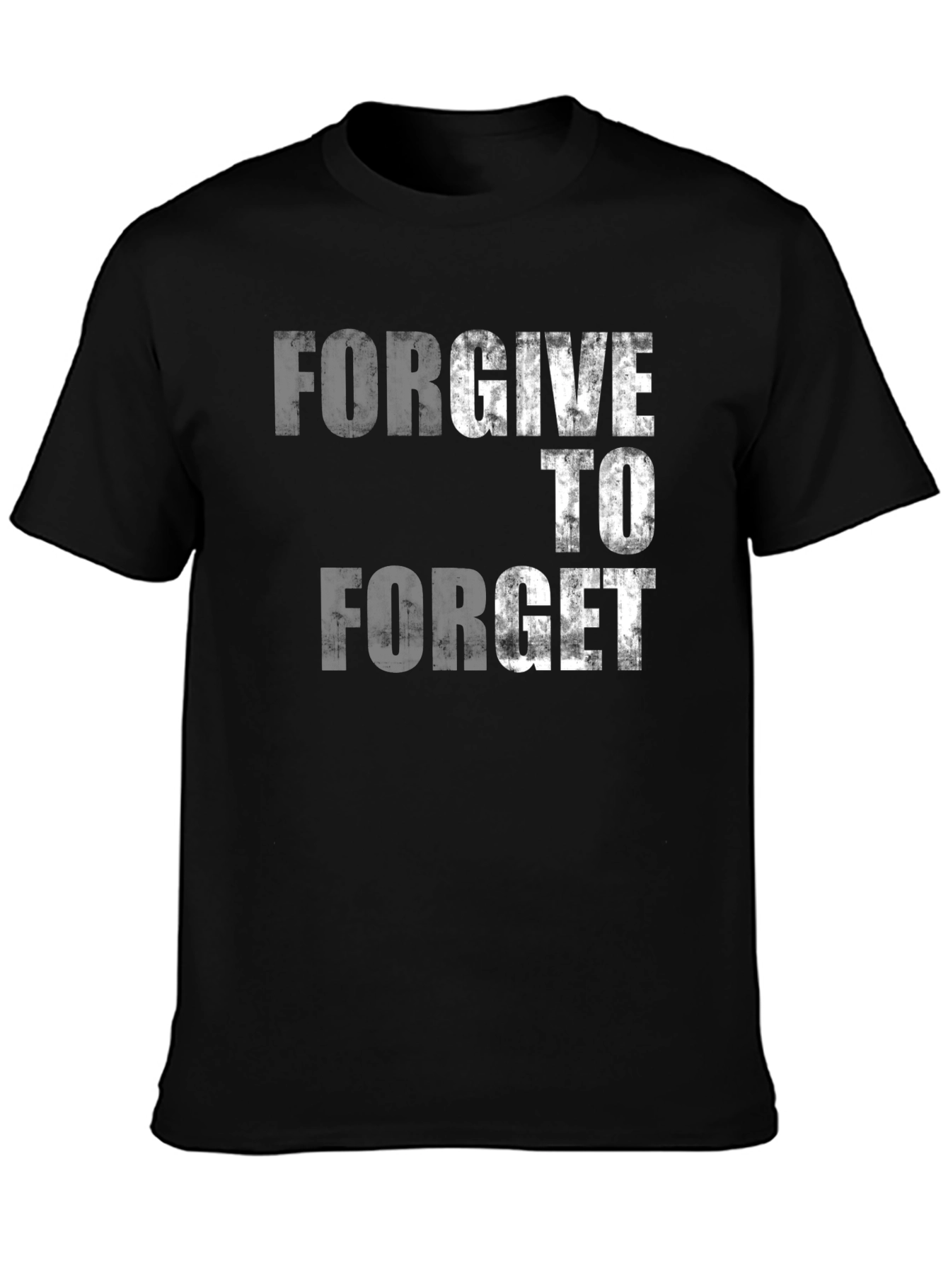 Black Forgive To Forget Graphic Tee - Trendy Crew Neck Cotton T-Shirt view 3
