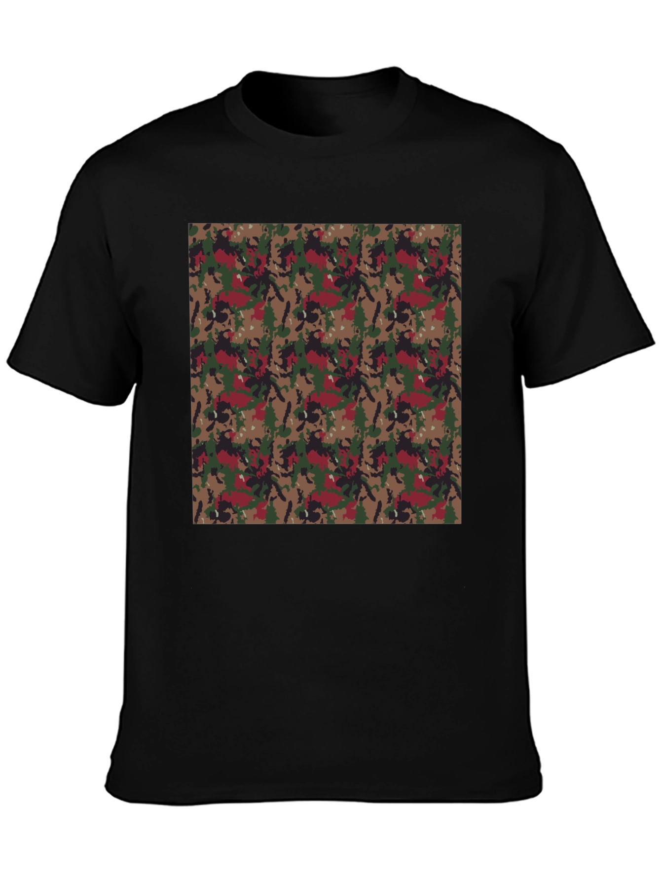 Black Camouflage Print Black T-Shirt view 3