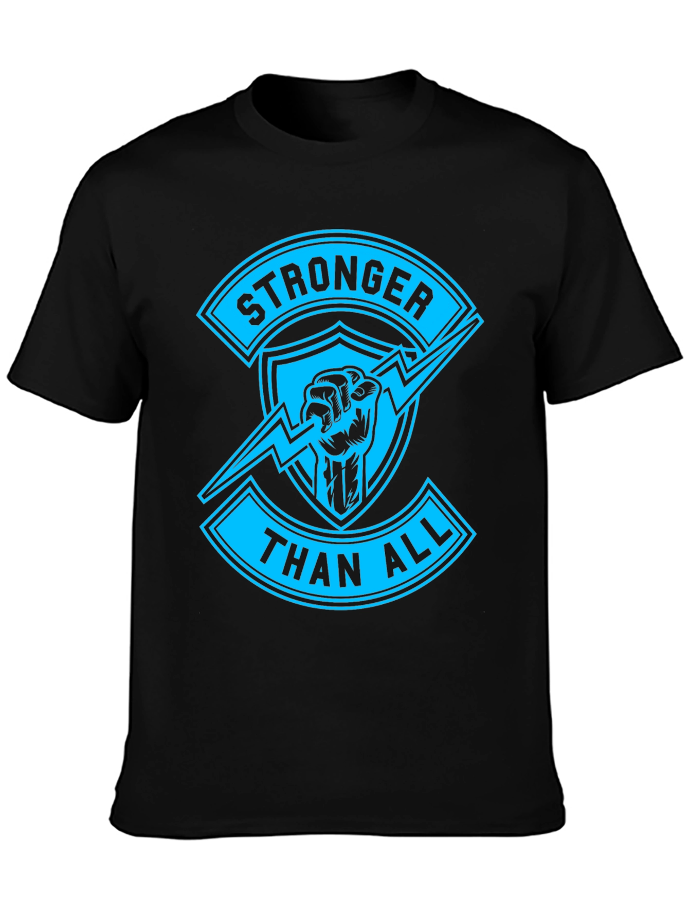 Black Stronger Than All Graphic Print Black T-Shirt view 3