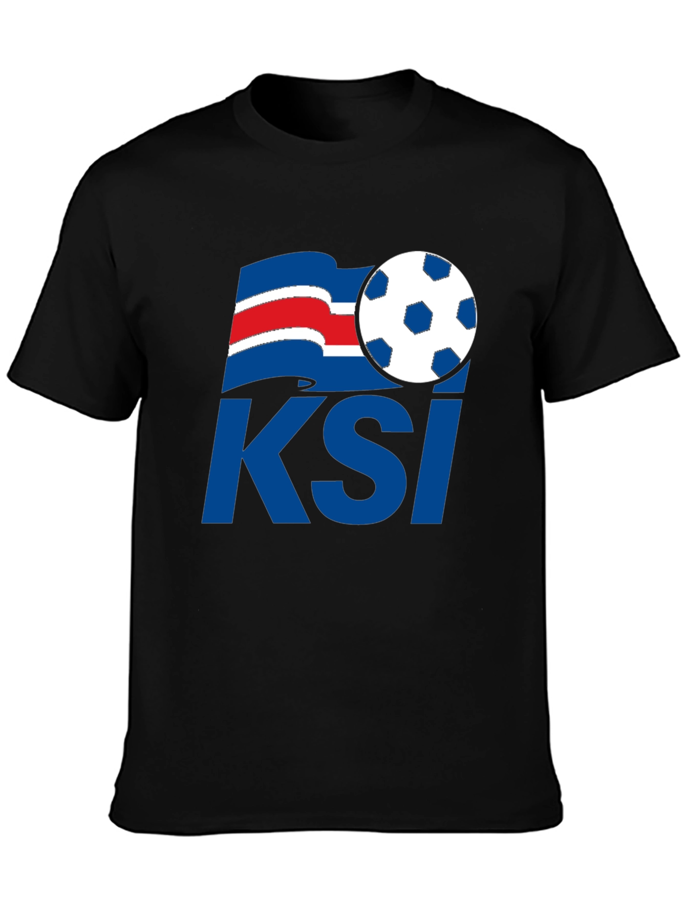 Black Iceland Soccer KSI T-Shirt - Black, Graphic Print view 3
