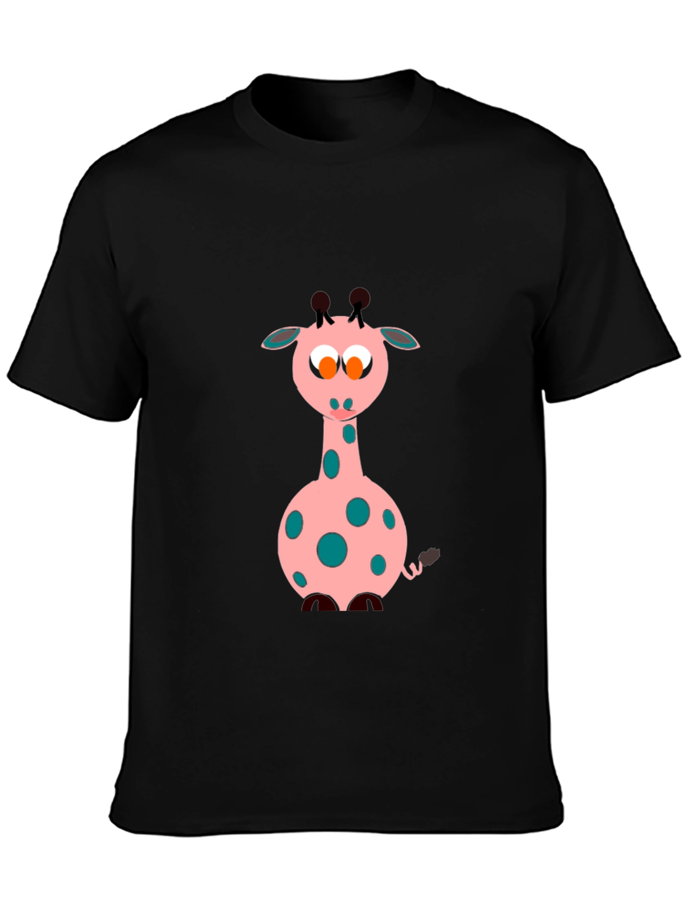 Black Cartoon Giraffe Black T-Shirt view 3