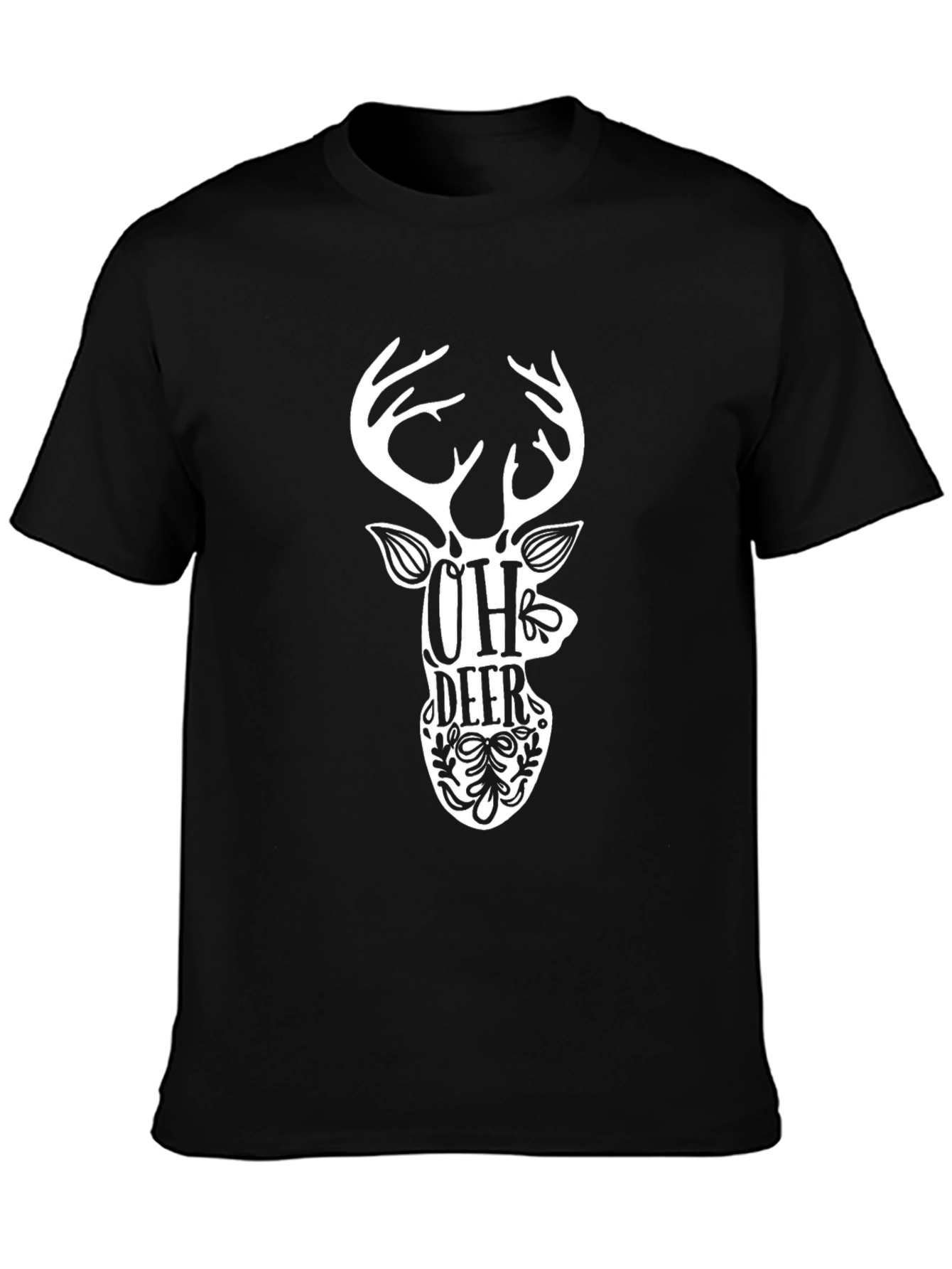 Black Oh Deer Graphic Tee - Black Cotton T-Shirt view 3