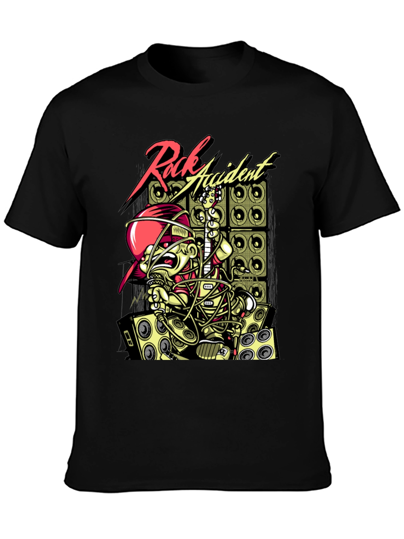 Black Rock Accident Graphic Print Black T-Shirt view 3