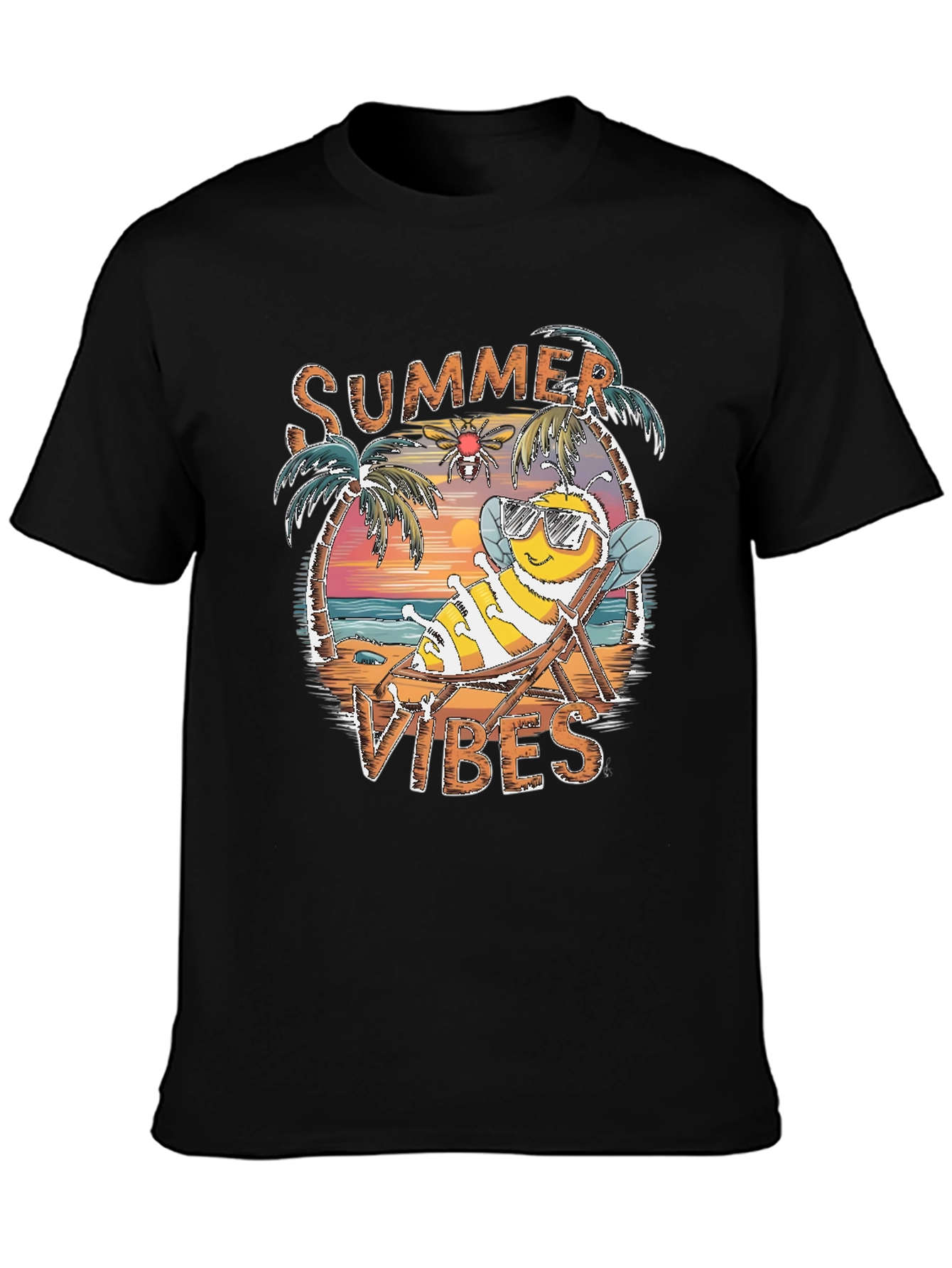Black Summer Vibes Bee Graphic Tee view 3