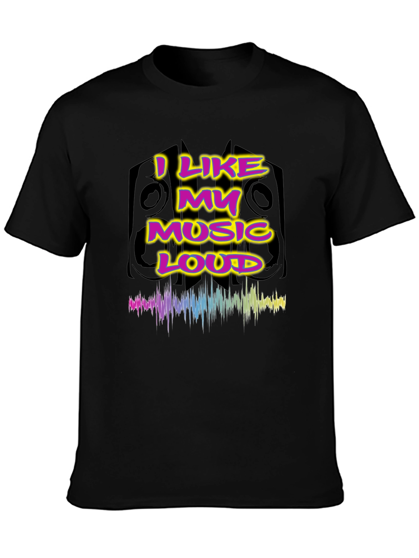 Black I Like My Music Loud Graphic Tee - Black view 3