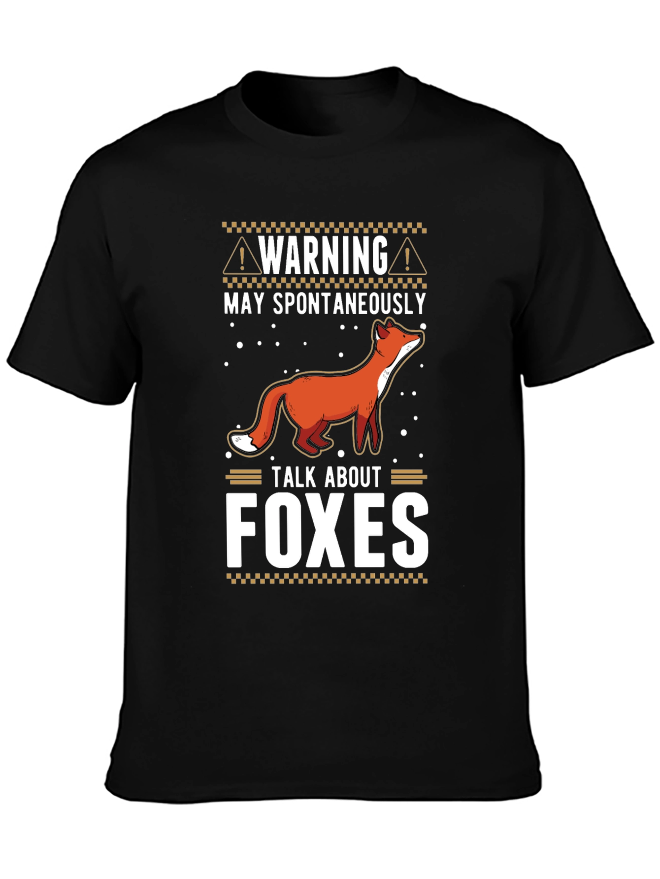 Black Warning May Spontaneously Talk About Foxes T-Shirt view 3